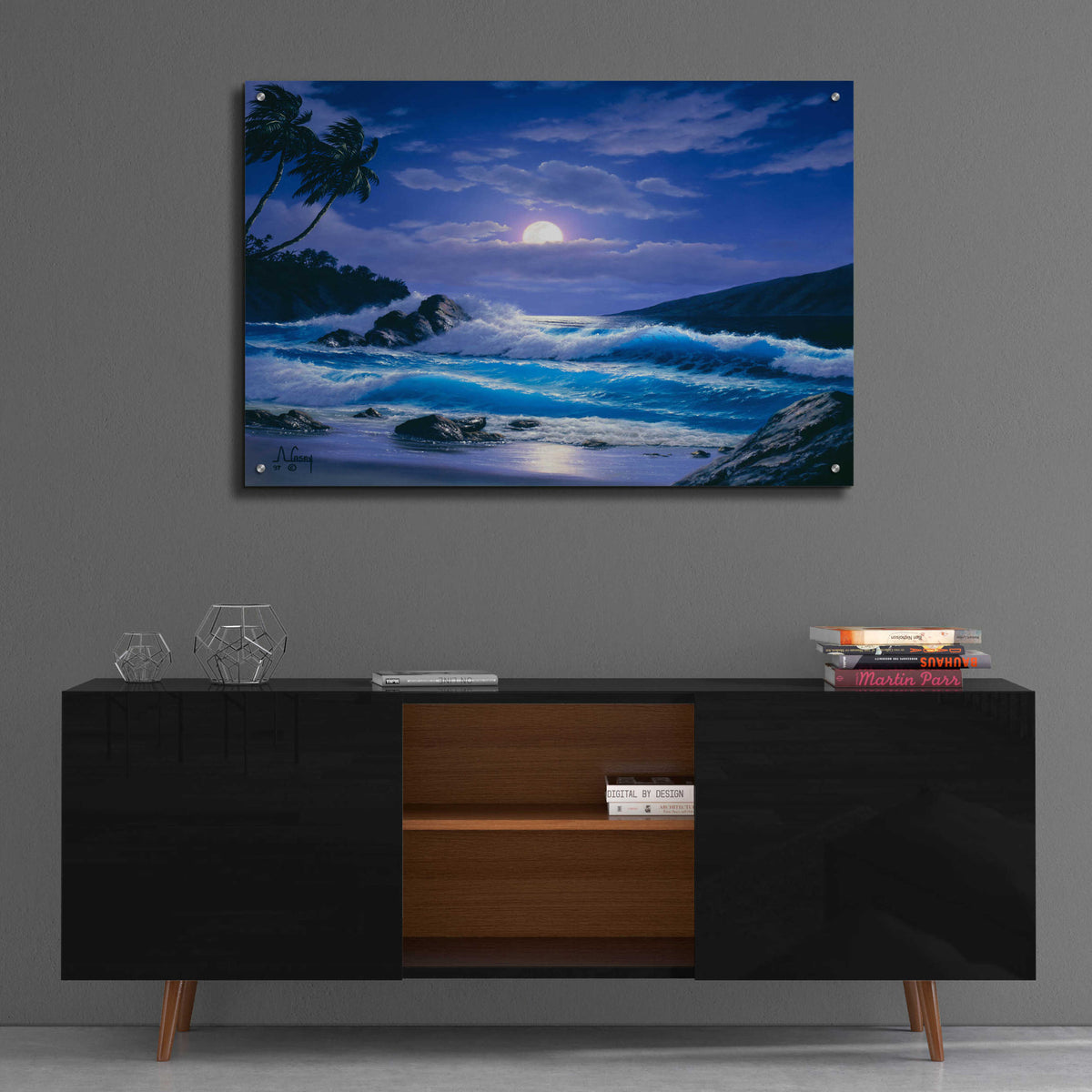 Epic Art 'Moonlight Waves 2' by Anthony Casay, Acrylic Glass Wall Art,36x24