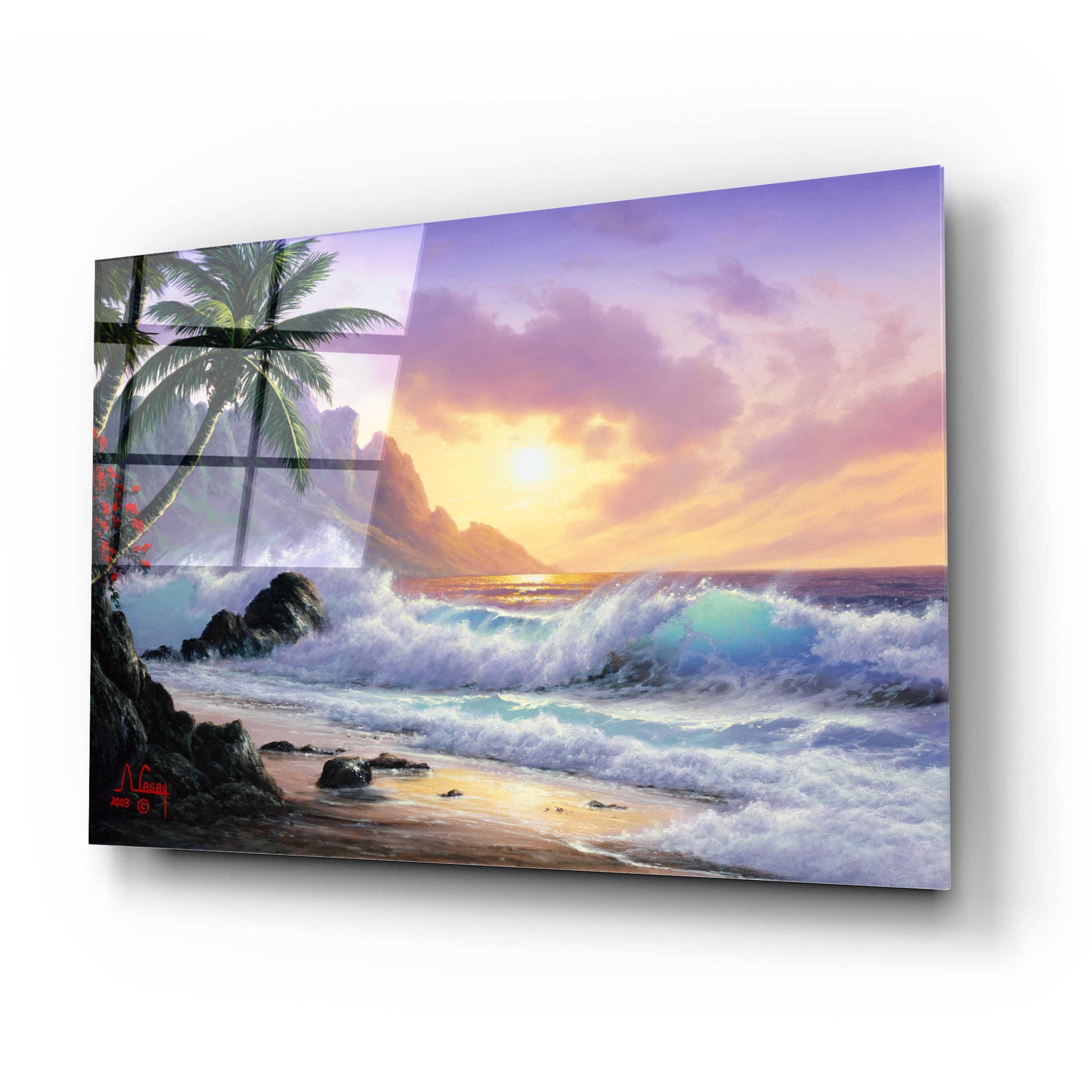 Epic Art 'Sunrise Waves' by Anthony Casay, Acrylic Glass Wall Art,24x16