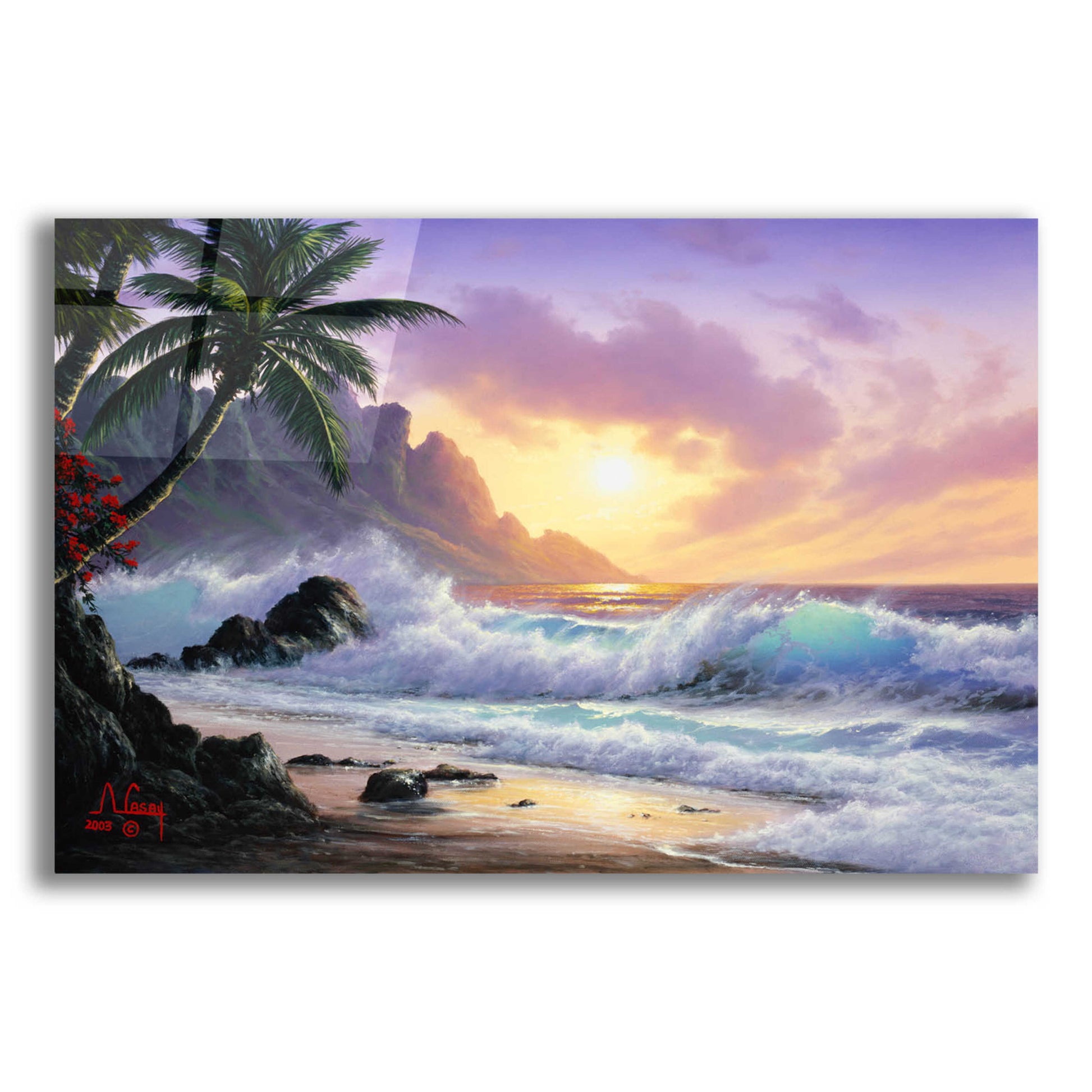 Epic Art 'Sunrise Waves' by Anthony Casay, Acrylic Glass Wall Art,24x16