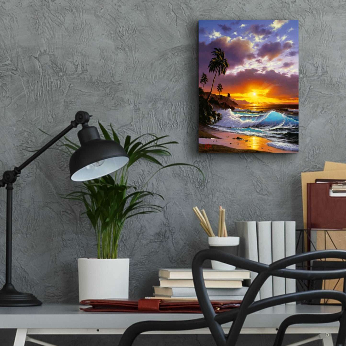 Epic Art 'Sunset Ocean' by Anthony Casay, Acrylic Glass Wall Art,12x16