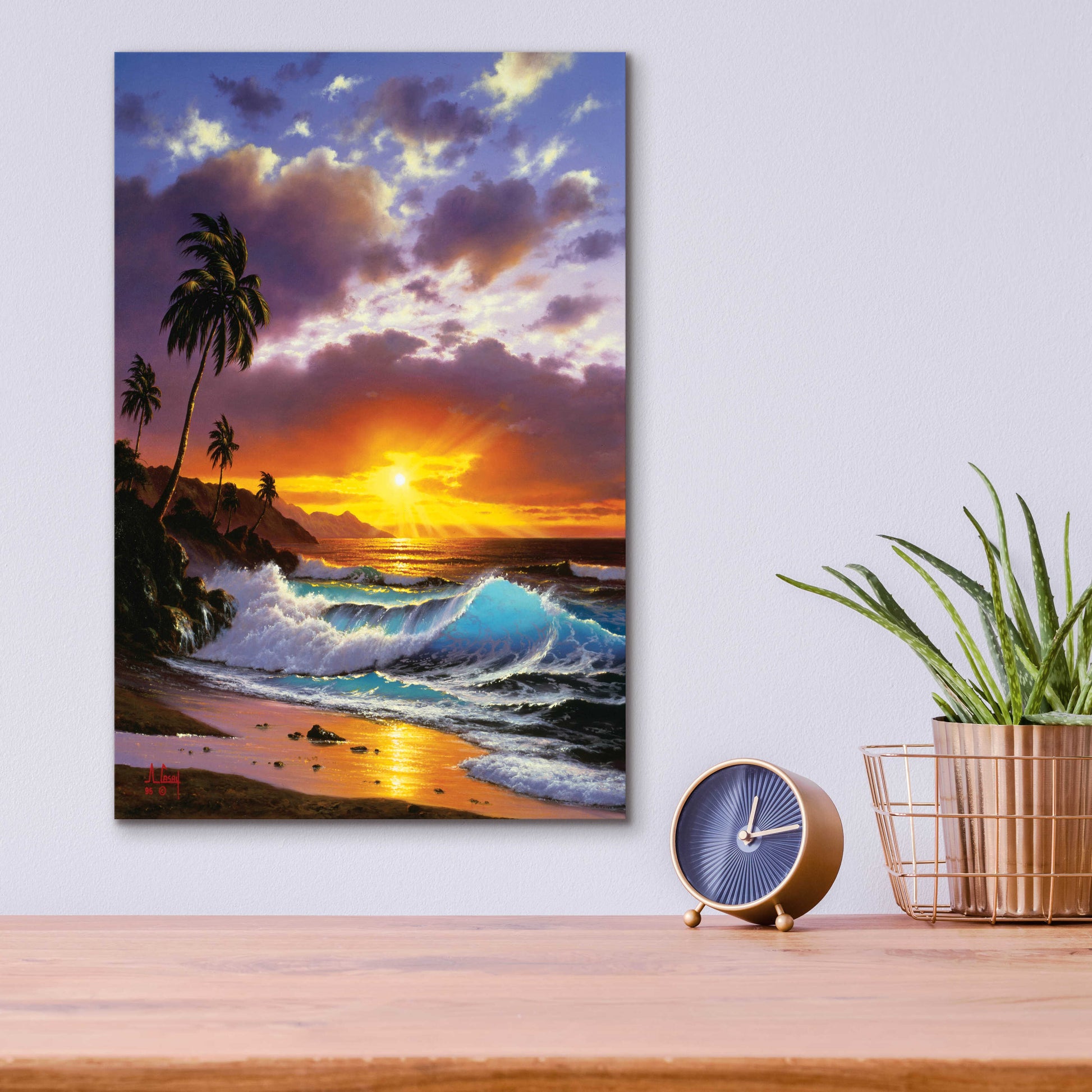 Epic Art 'Sunset Ocean' by Anthony Casay, Acrylic Glass Wall Art,12x16