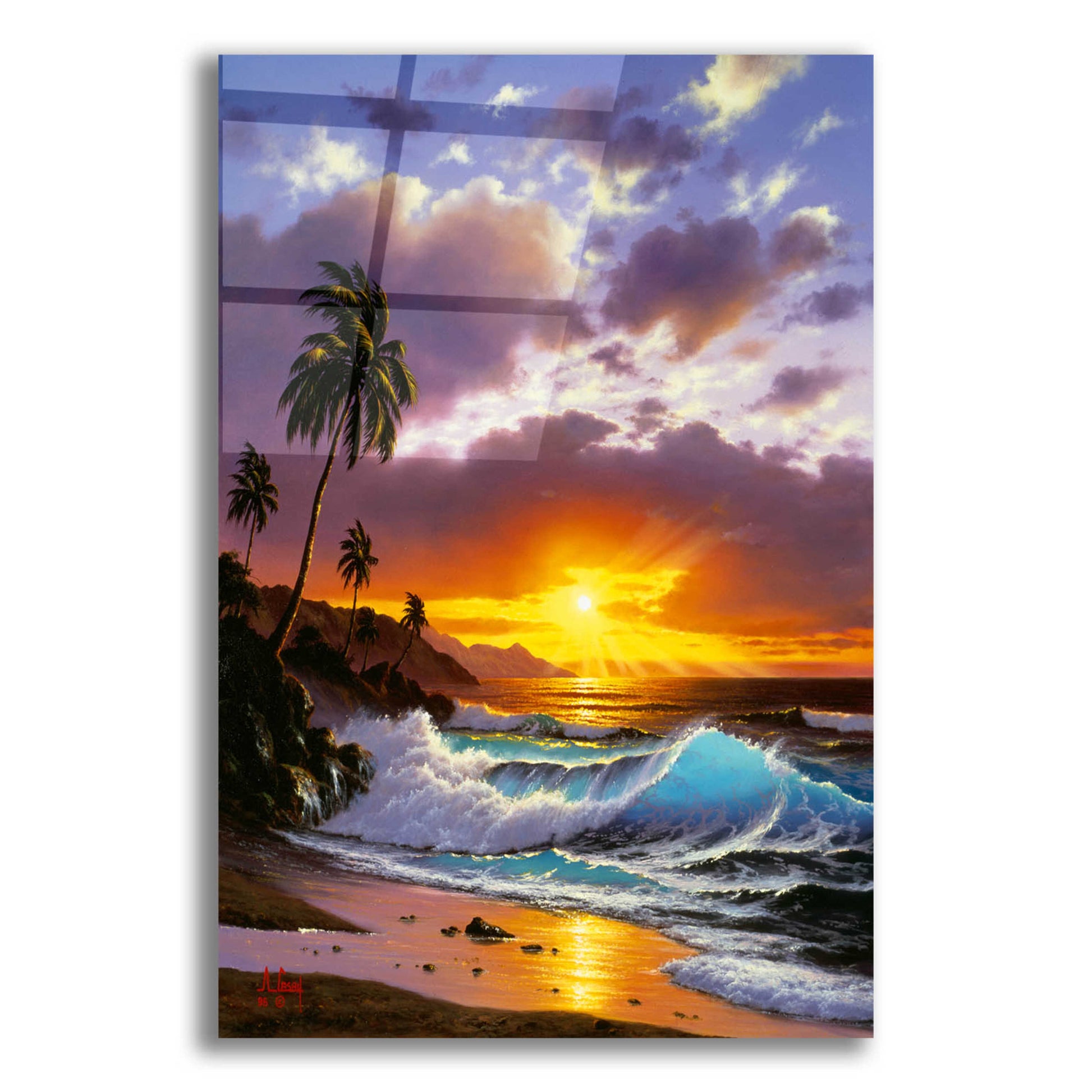 Epic Art 'Sunset Ocean' by Anthony Casay, Acrylic Glass Wall Art,12x16