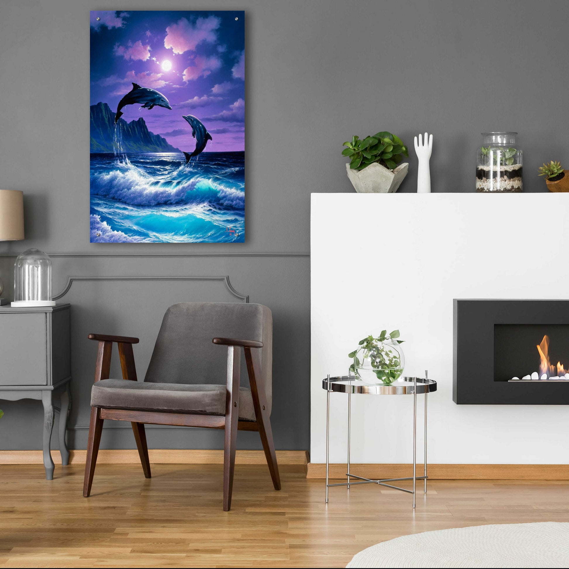 Epic Art 'Dolphin Dance' by Anthony Casay, Acrylic Glass Wall Art,24x36