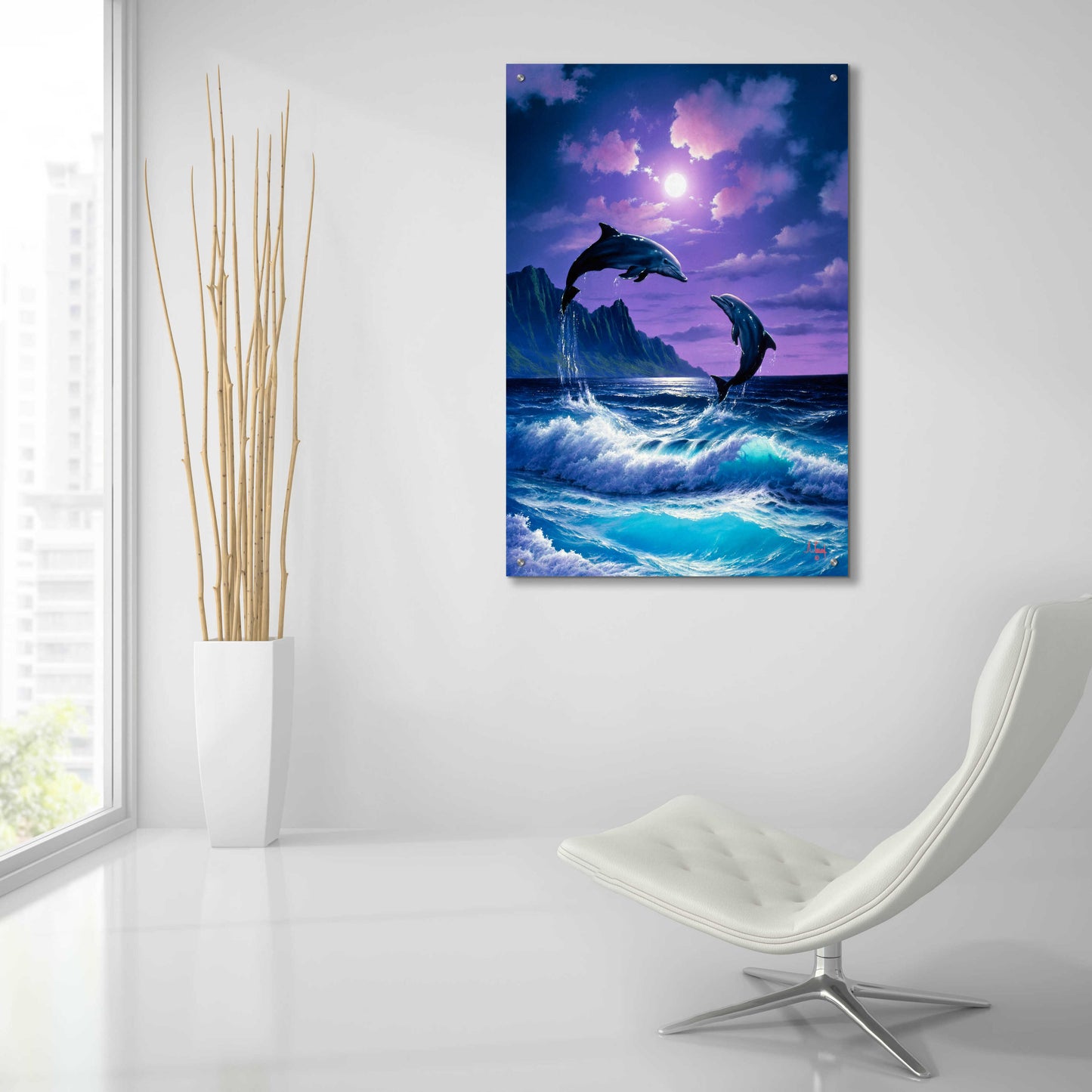 Epic Art 'Dolphin Dance' by Anthony Casay, Acrylic Glass Wall Art,24x36