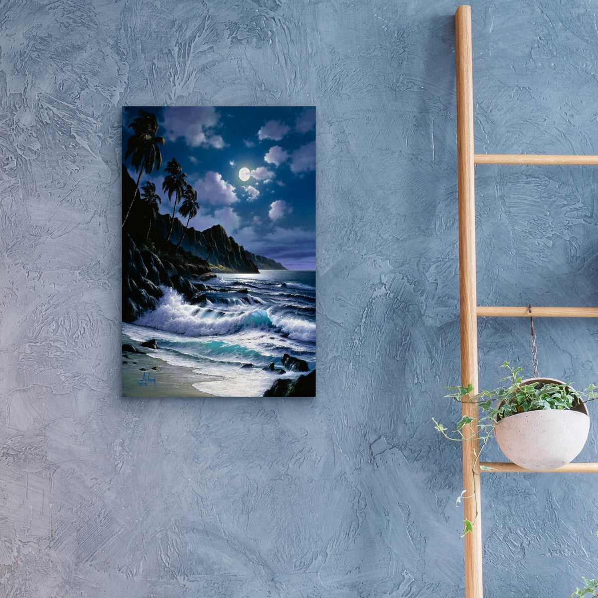 Epic Art 'Night Walkes at the Beach' by Anthony Casay, Acrylic Glass Wall Art,16x24