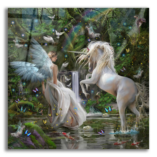 Epic Art 'Garden Of Delights Unicorn' by Enright, Acrylic Glass Wall Art