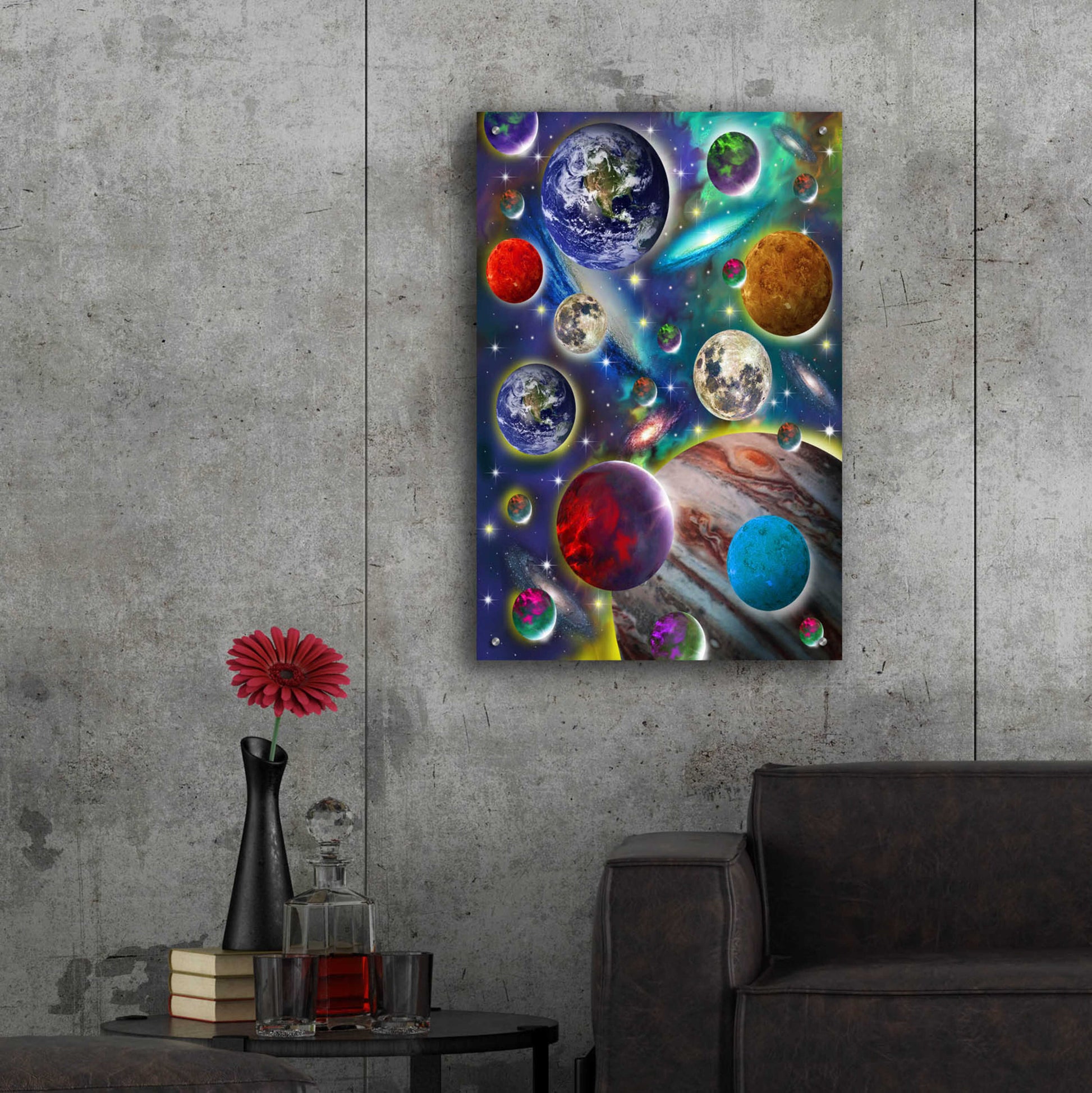 Epic Art 'Cosmic Planets' by Enright, Acrylic Glass Wall Art,24x36