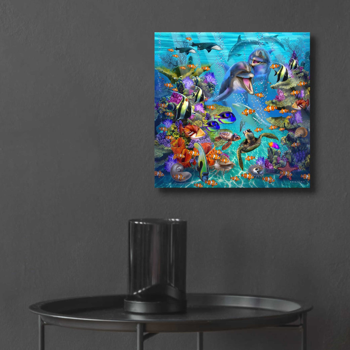 Epic Art 'Dolphin Dreamscape' by Enright, Acrylic Glass Wall Art,12x12