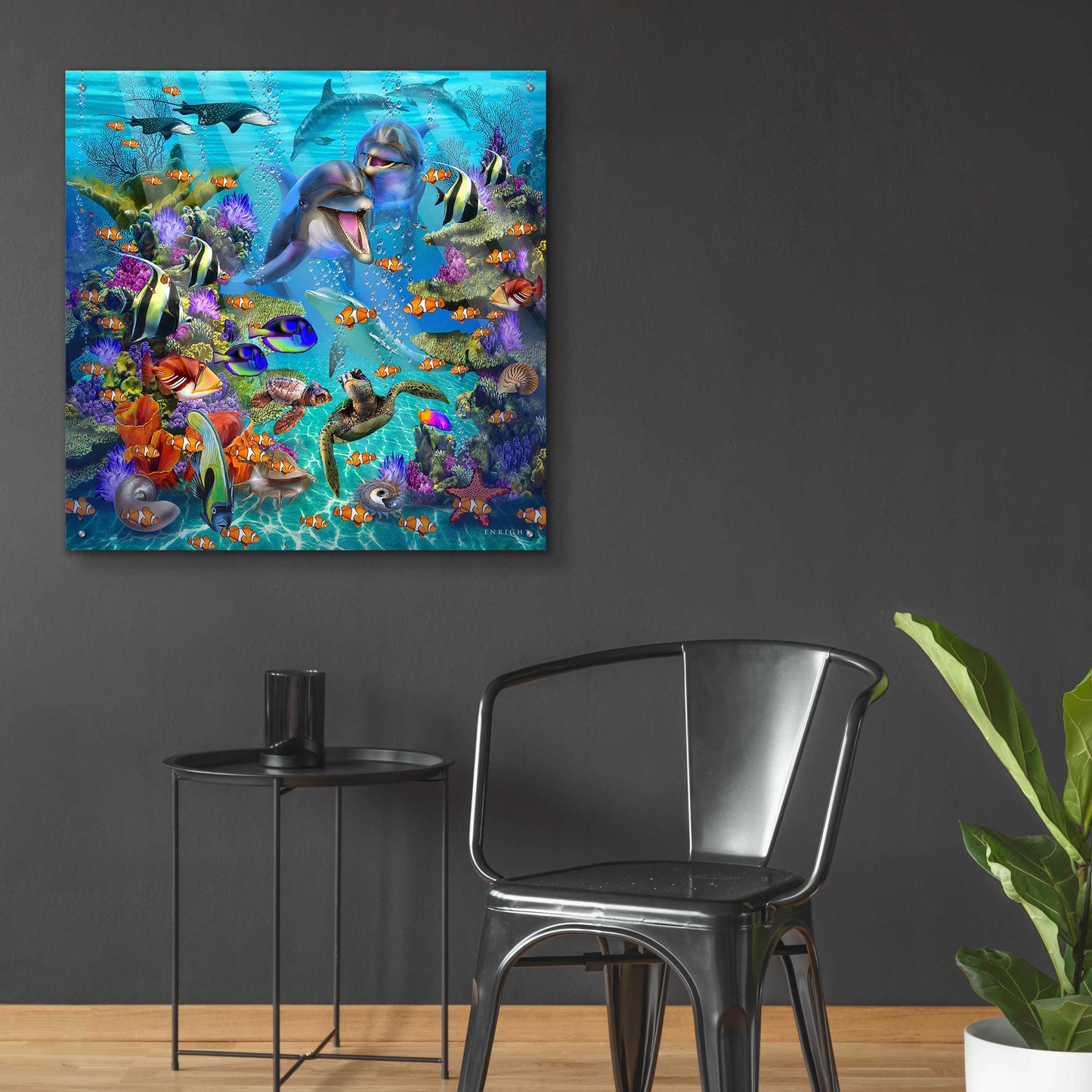 Epic Art 'Dolphin Dreamscape' by Enright, Acrylic Glass Wall Art,36x36