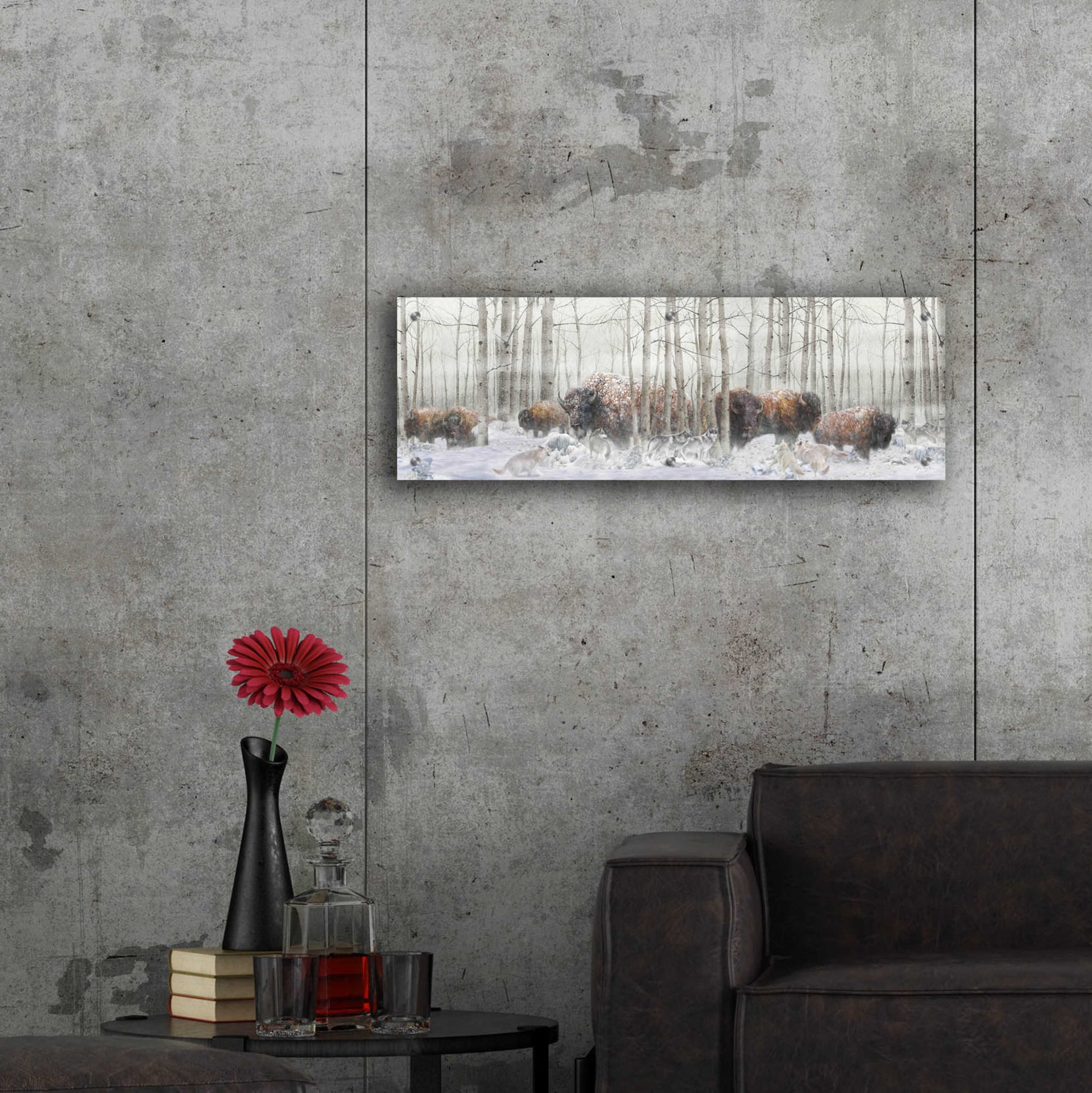 Epic Art 'Ghosts Of Winter Bison' by Enright, Acrylic Glass Wall Art,36x12