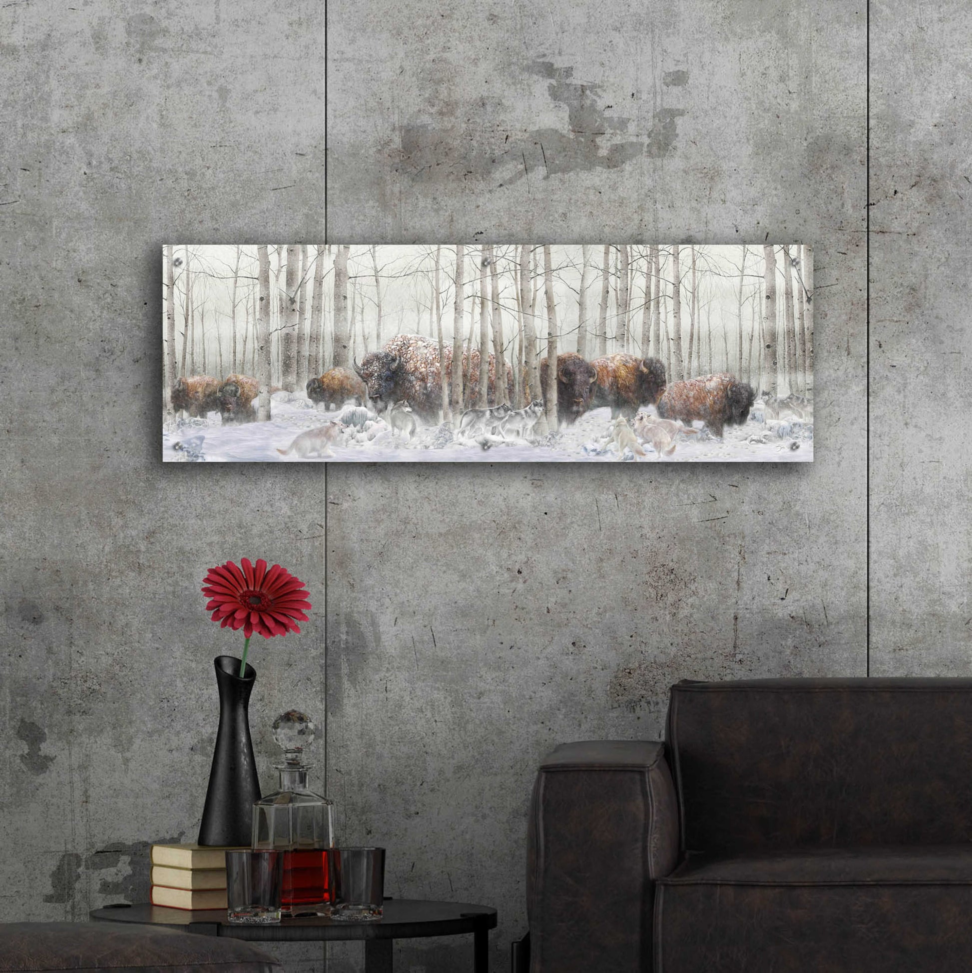 Epic Art 'Ghosts Of Winter Bison' by Enright, Acrylic Glass Wall Art,48x16