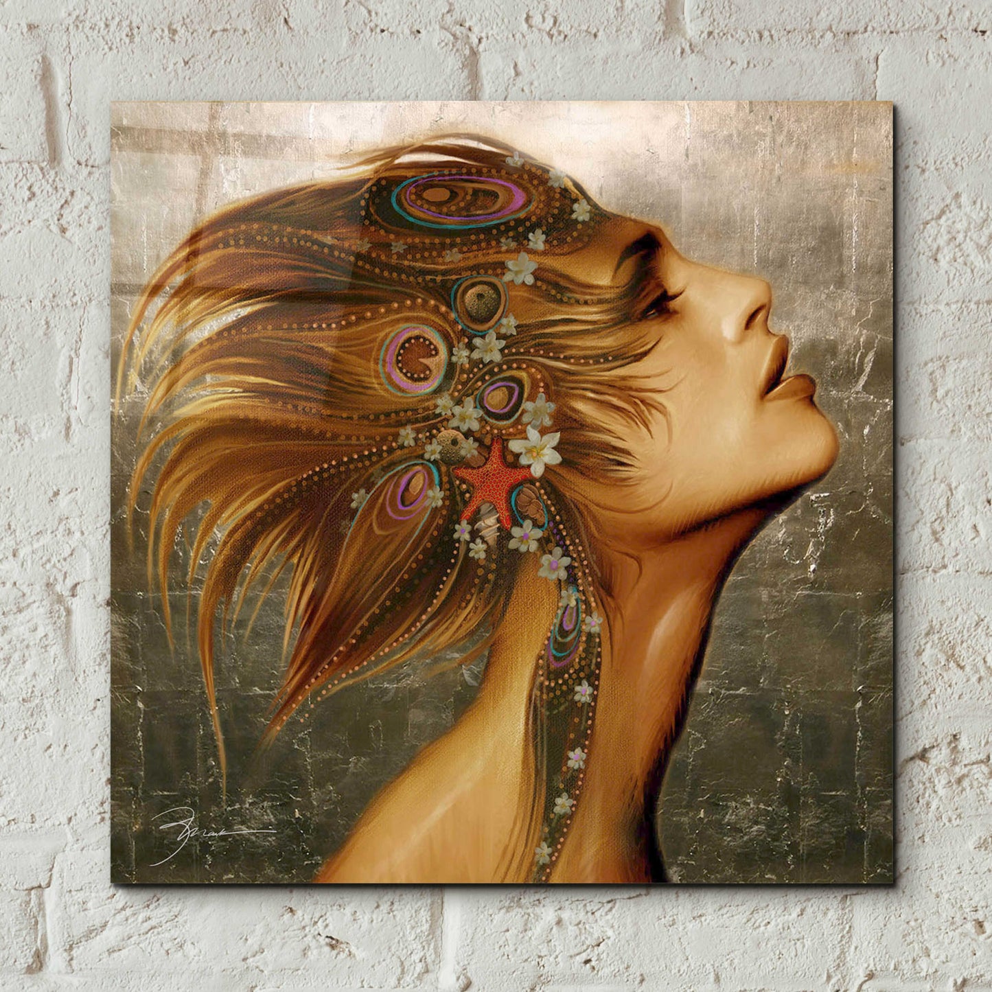 Epic Art 'Gold Leaf Gaia' by Enright, Acrylic Glass Wall Art,12x12