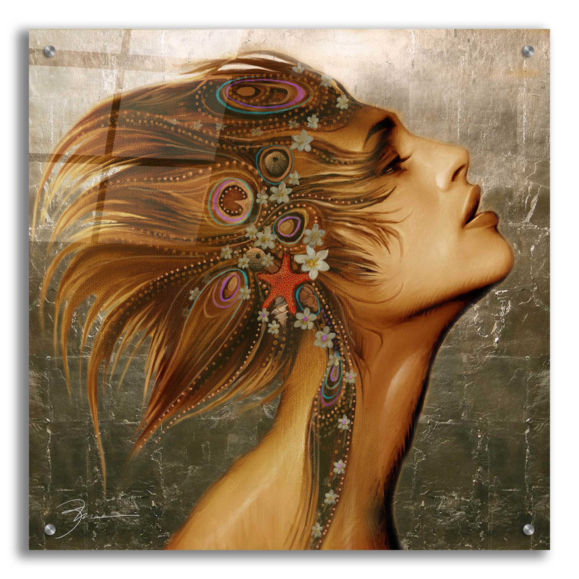 Epic Art 'Gold Leaf Gaia' by Enright, Acrylic Glass Wall Art,24x24