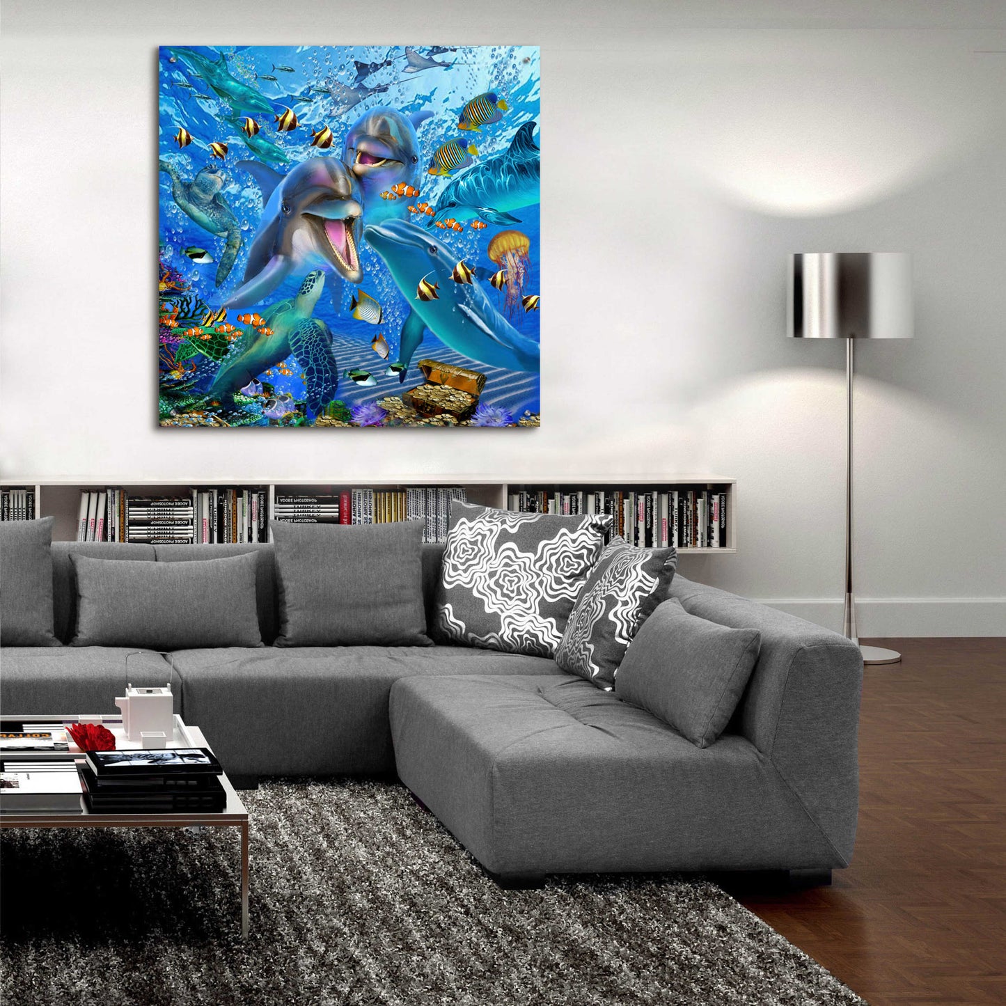 Epic Art 'Laughing Dolphins 3' by Enright, Acrylic Glass Wall Art,36x36