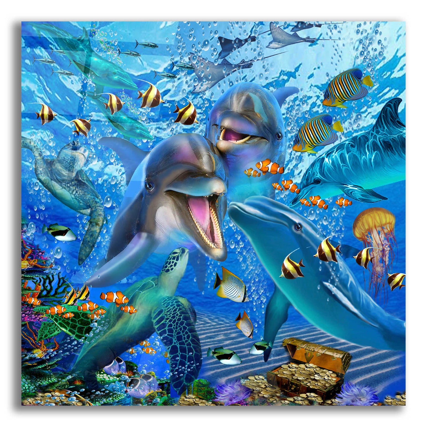 Epic Art 'Laughing Dolphins 3' by Enright, Acrylic Glass Wall Art