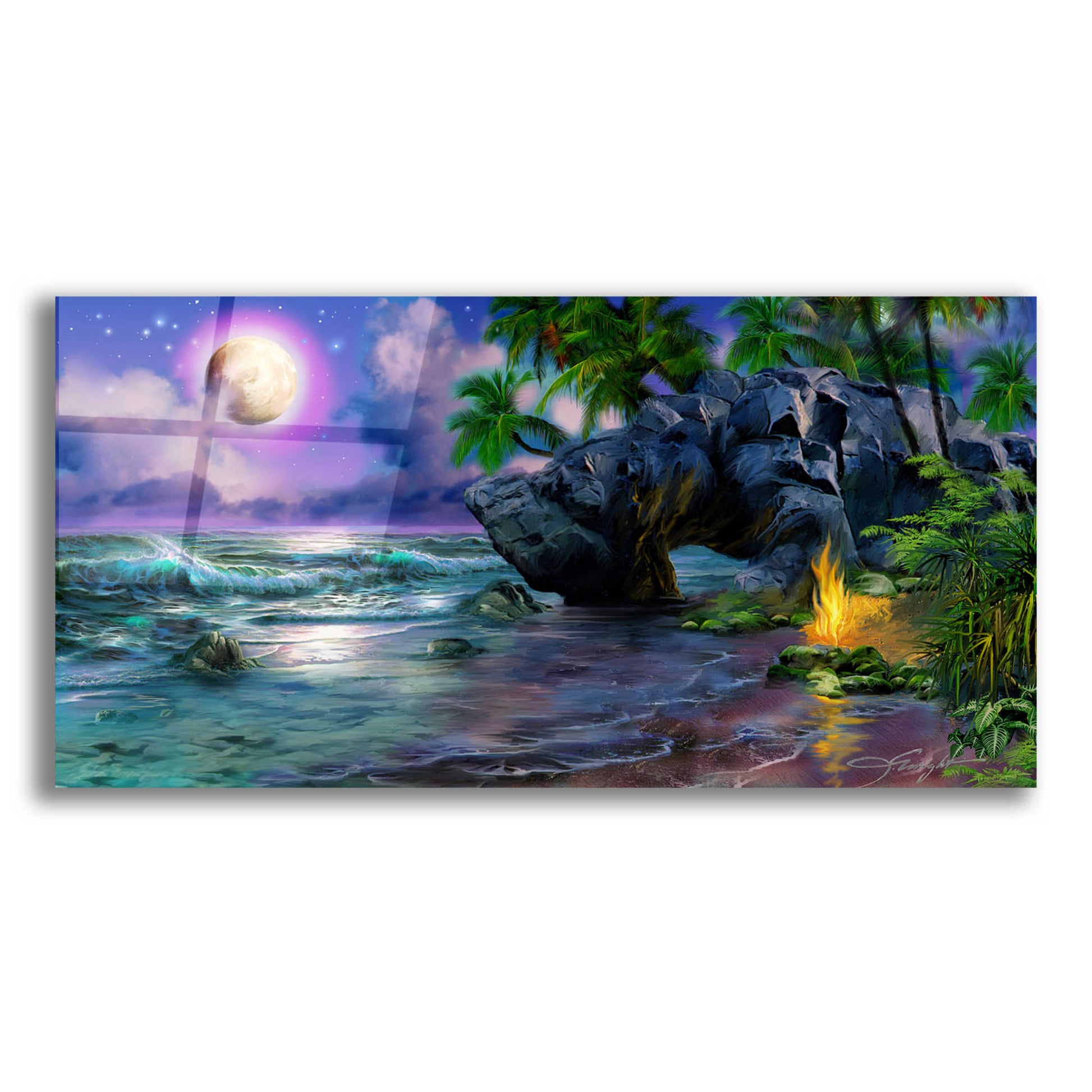 Epic Art 'Moonlight Magic' by Enright, Acrylic Glass Wall Art,24x12