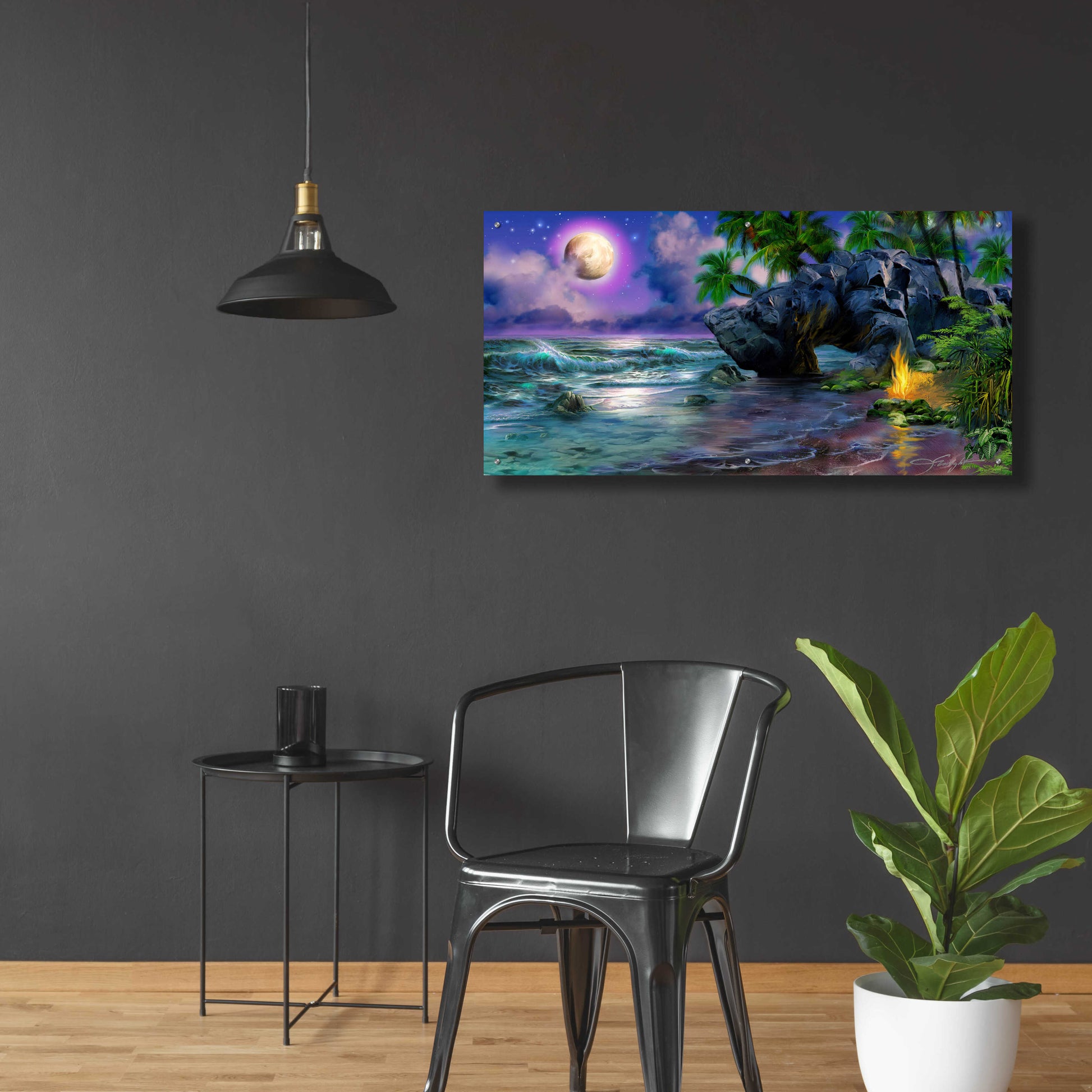 Epic Art 'Moonlight Magic' by Enright, Acrylic Glass Wall Art,48x24