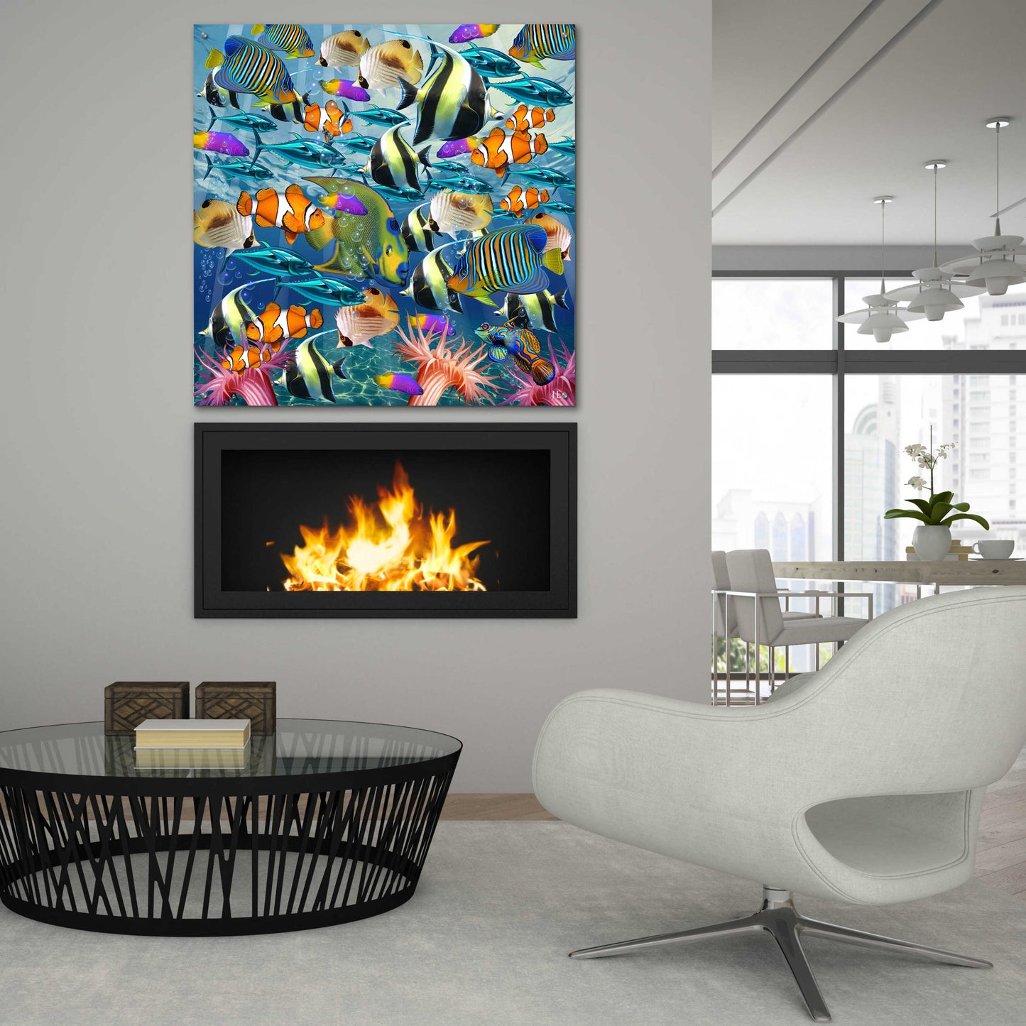 Epic Art 'Multi Fish Dance' by Enright, Acrylic Glass Wall Art,36x36