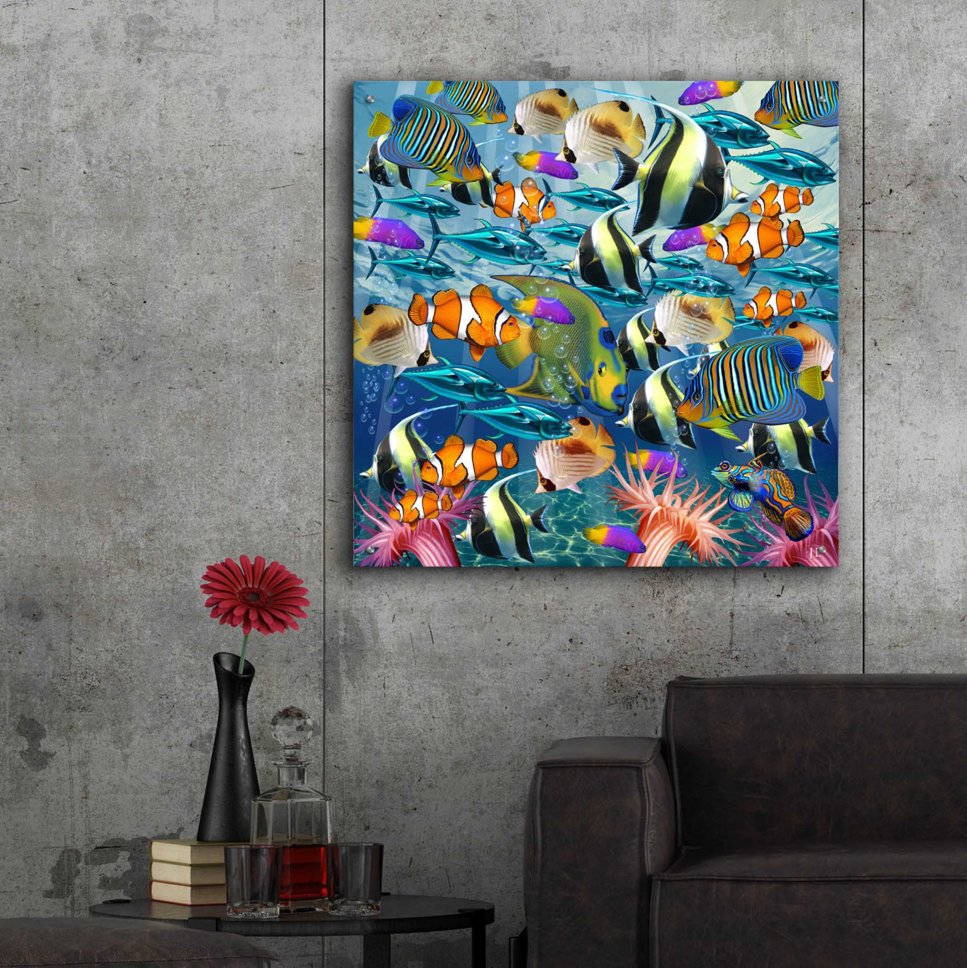 Epic Art 'Multi Fish Dance' by Enright, Acrylic Glass Wall Art,36x36