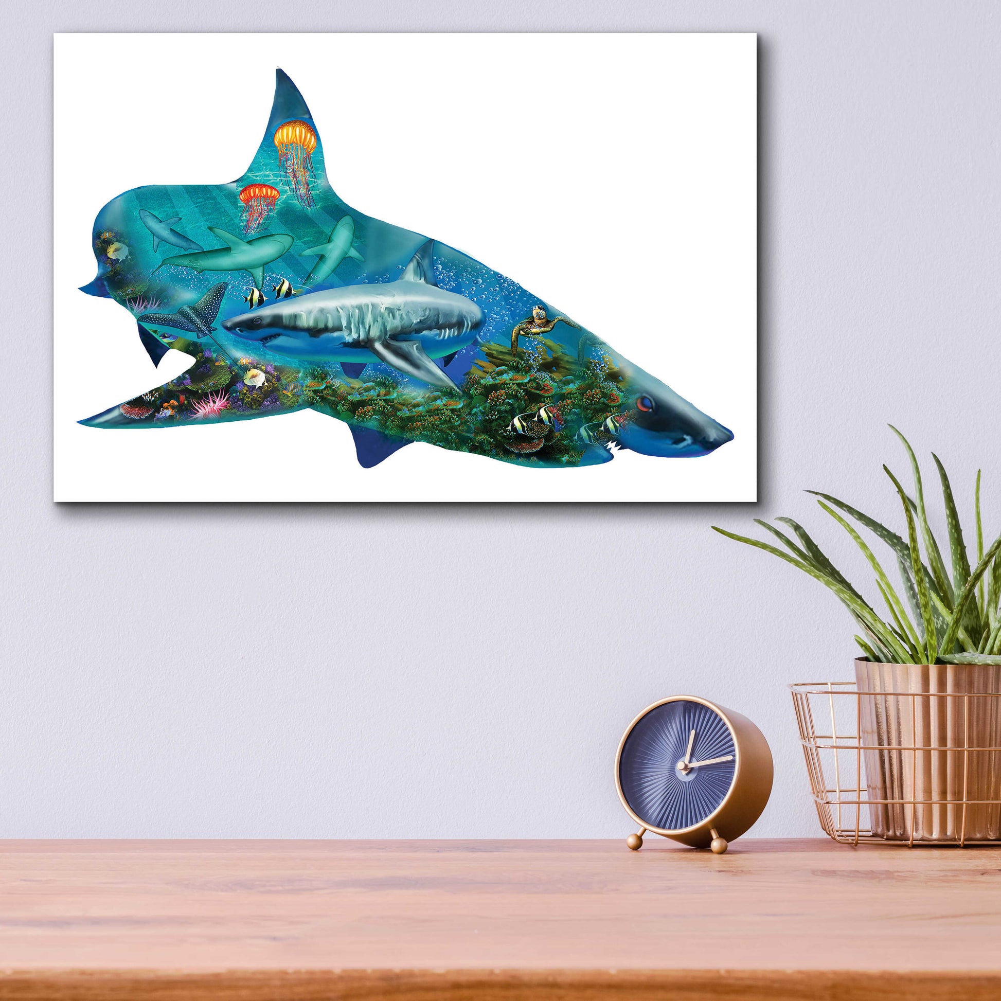 Epic Art 'Shark Bait 2300' by Enright, Acrylic Glass Wall Art,16x12