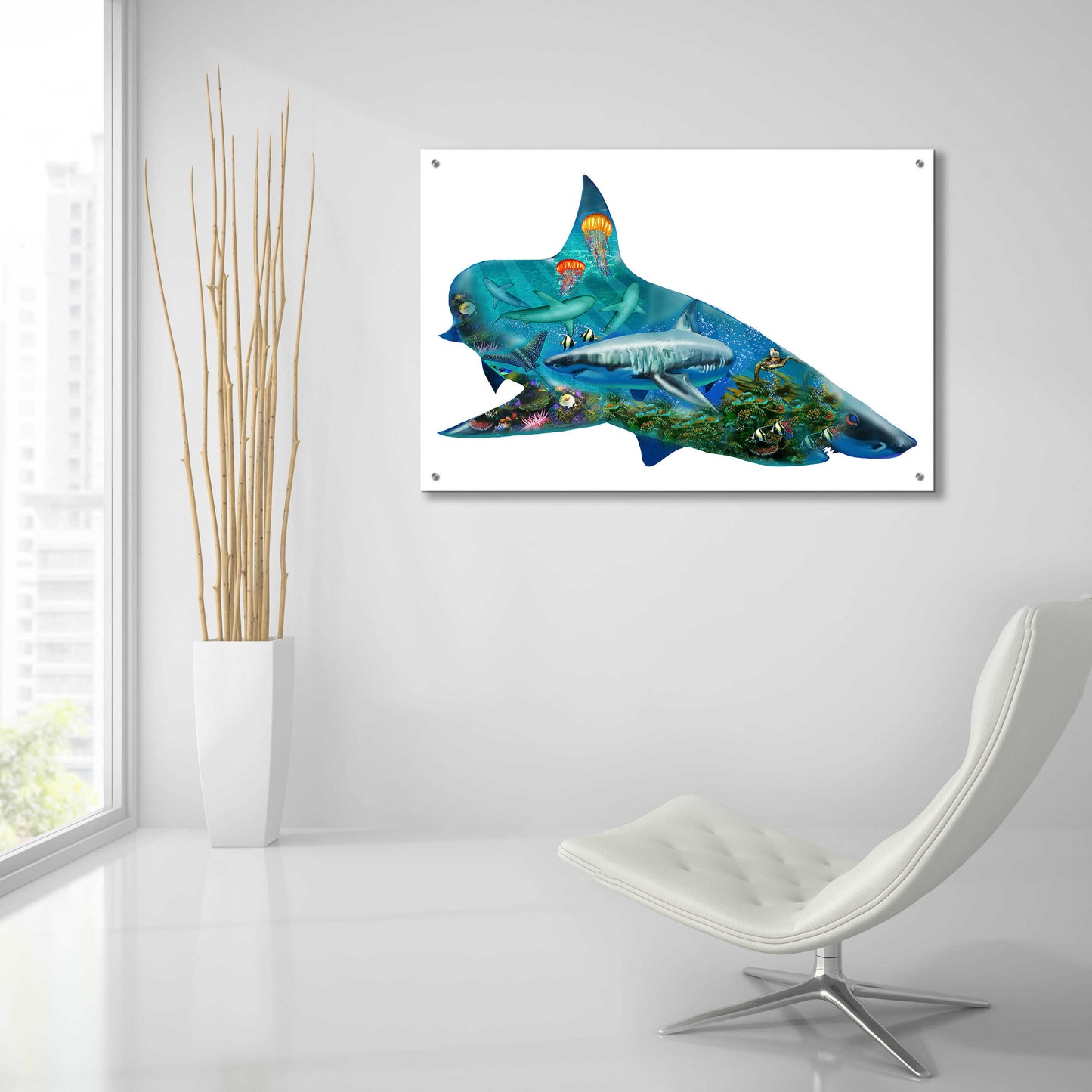 Epic Art 'Shark Bait 2300' by Enright, Acrylic Glass Wall Art,36x24