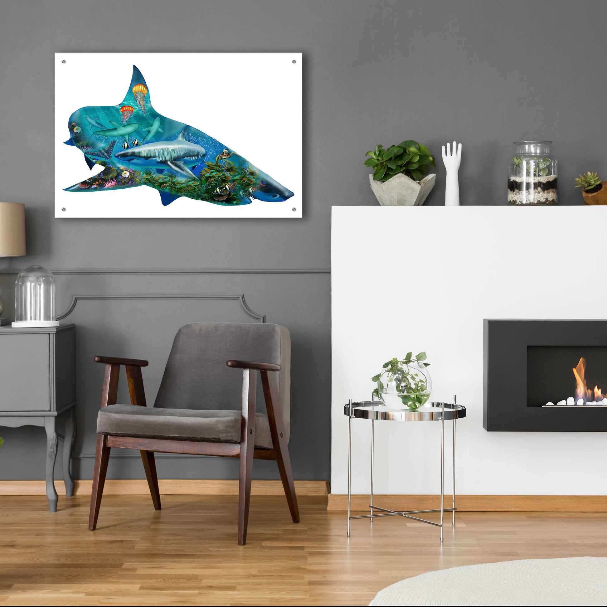 Epic Art 'Shark Bait 2300' by Enright, Acrylic Glass Wall Art,36x24