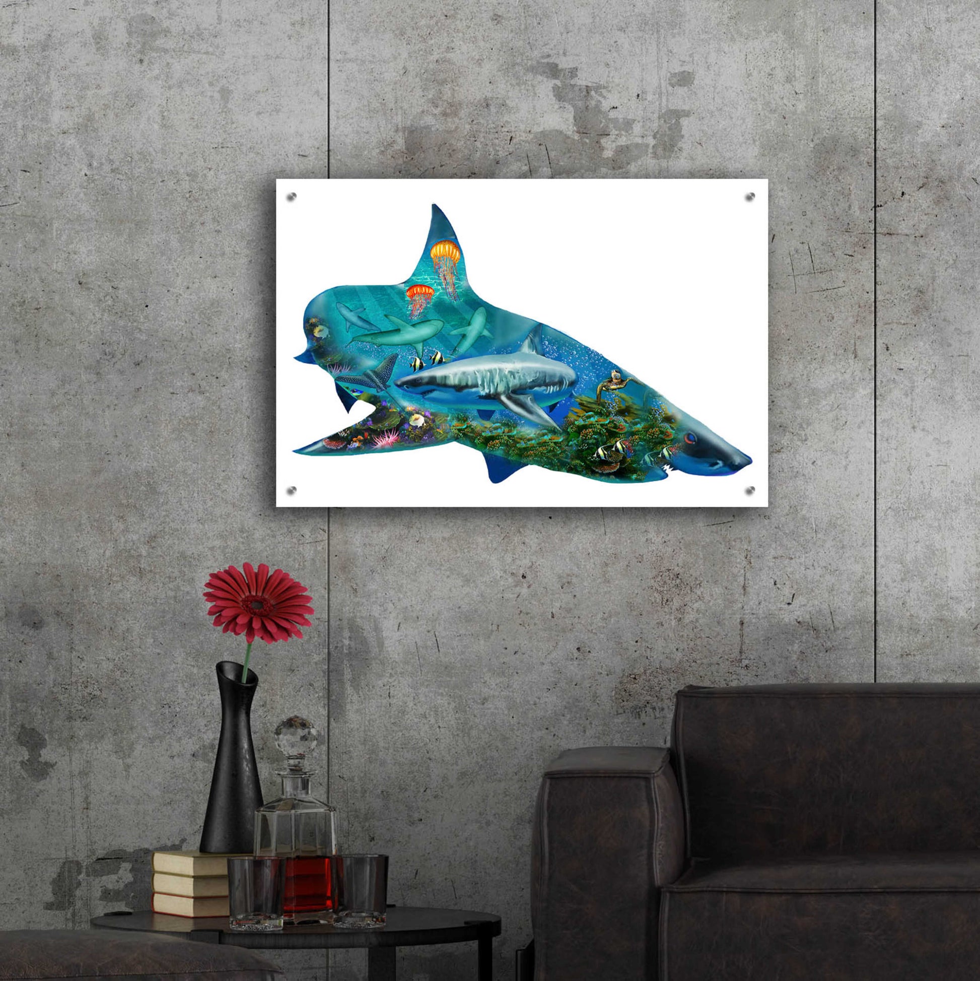 Epic Art 'Shark Bait 2300' by Enright, Acrylic Glass Wall Art,36x24