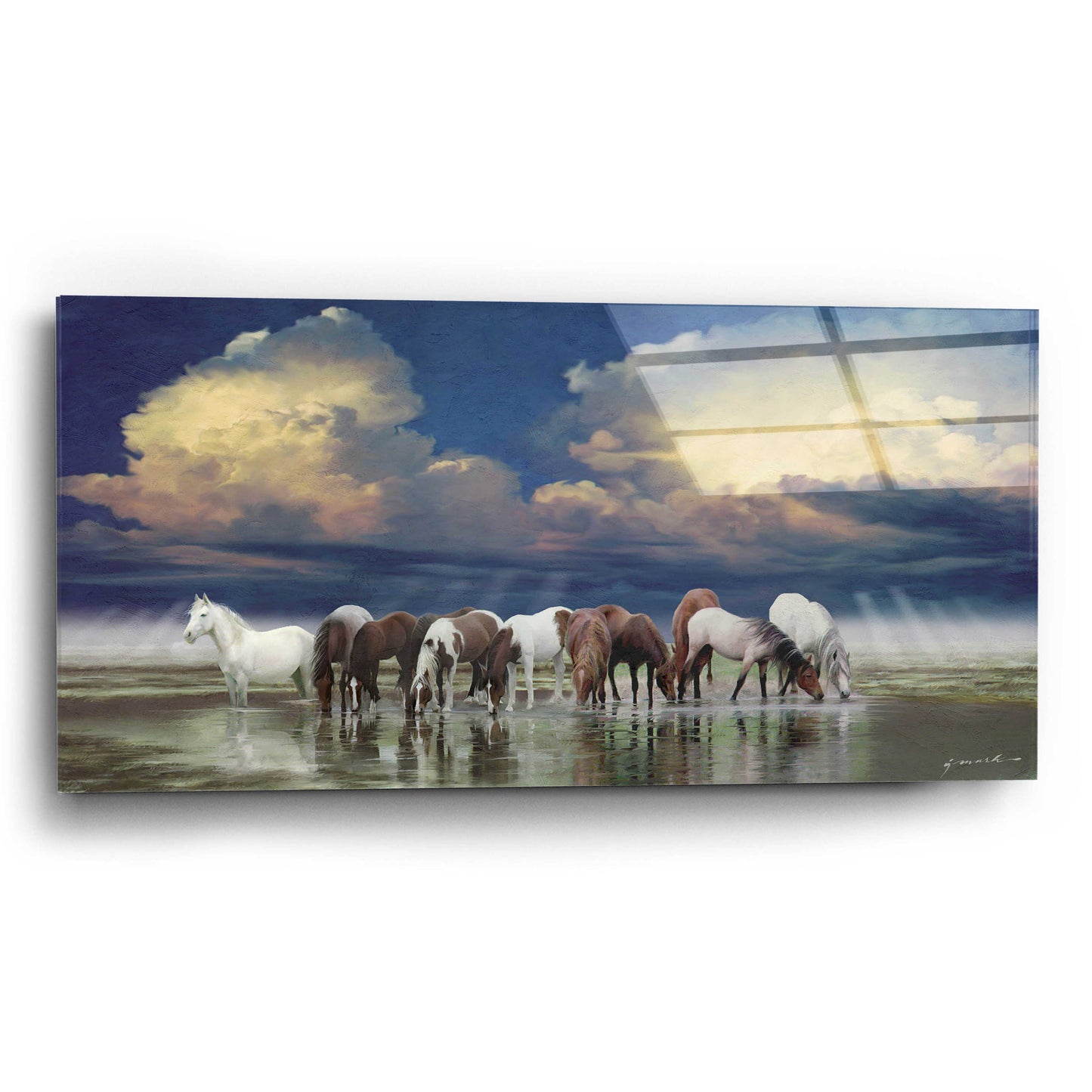 Epic Art 'The Sentinel Horses' by Enright, Acrylic Glass Wall Art,24x12