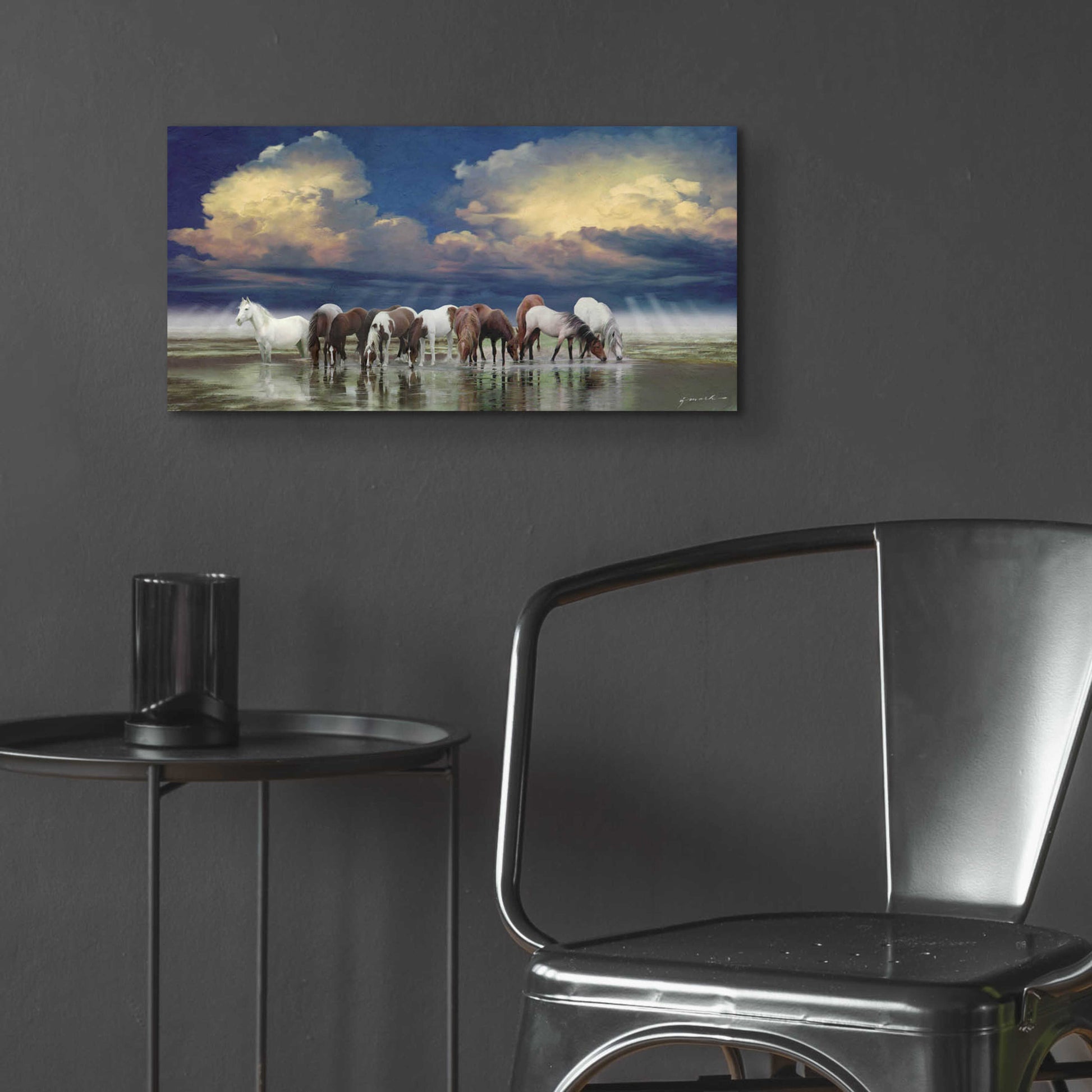 Epic Art 'The Sentinel Horses' by Enright, Acrylic Glass Wall Art,24x12