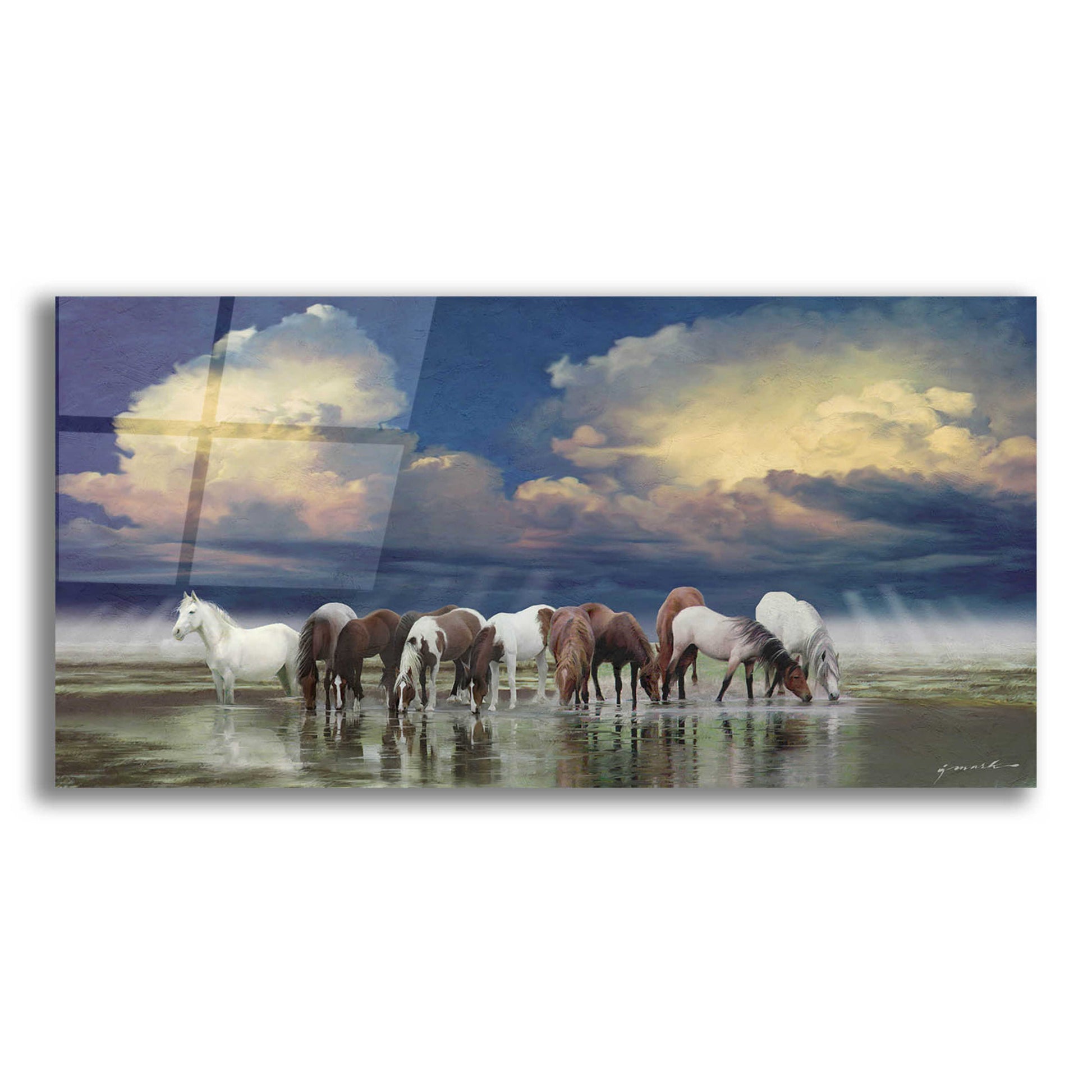 Epic Art 'The Sentinel Horses' by Enright, Acrylic Glass Wall Art,24x12