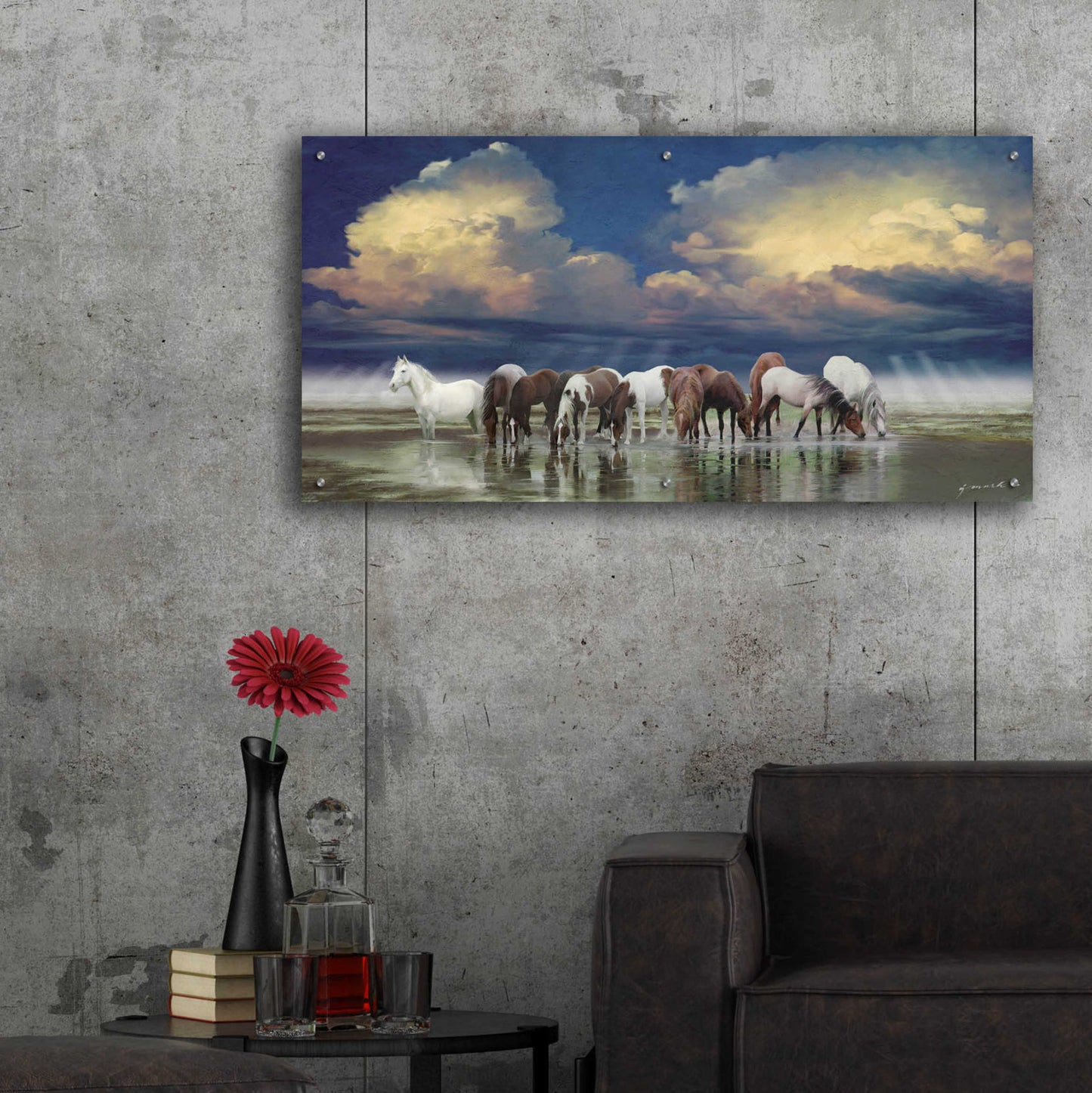 Epic Art 'The Sentinel Horses' by Enright, Acrylic Glass Wall Art,48x24