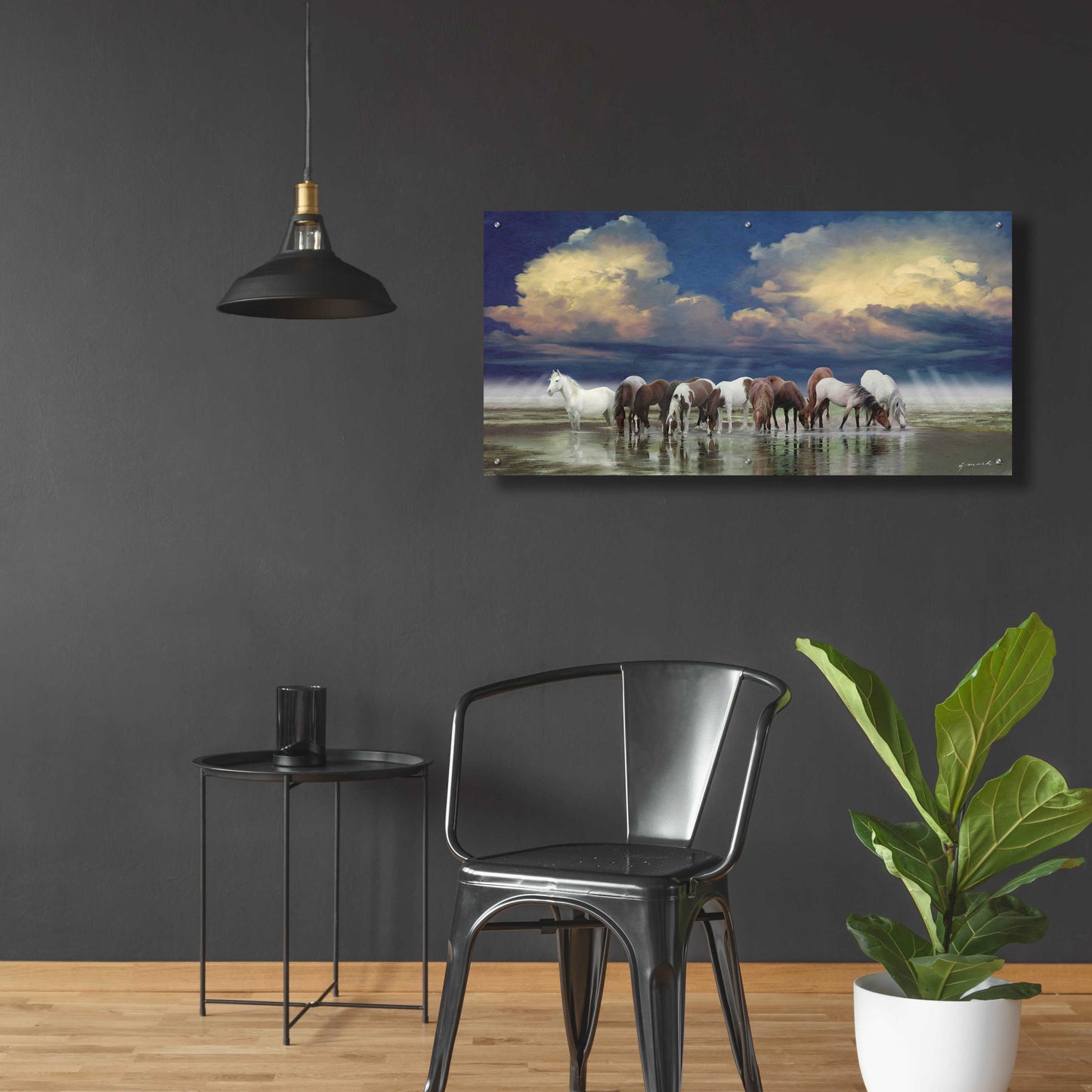 Epic Art 'The Sentinel Horses' by Enright, Acrylic Glass Wall Art,48x24