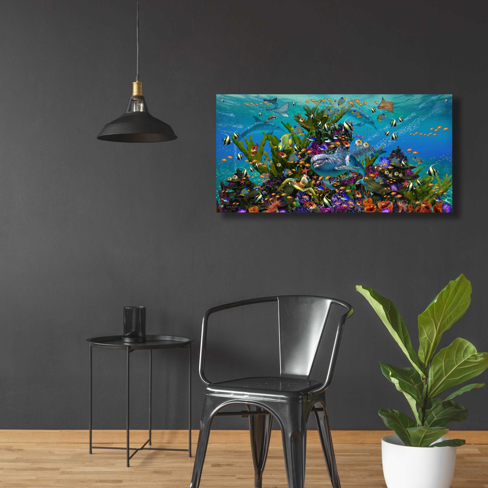 Epic Art 'Dolphin Dreams' by Enright, Acrylic Glass Wall Art,48x24