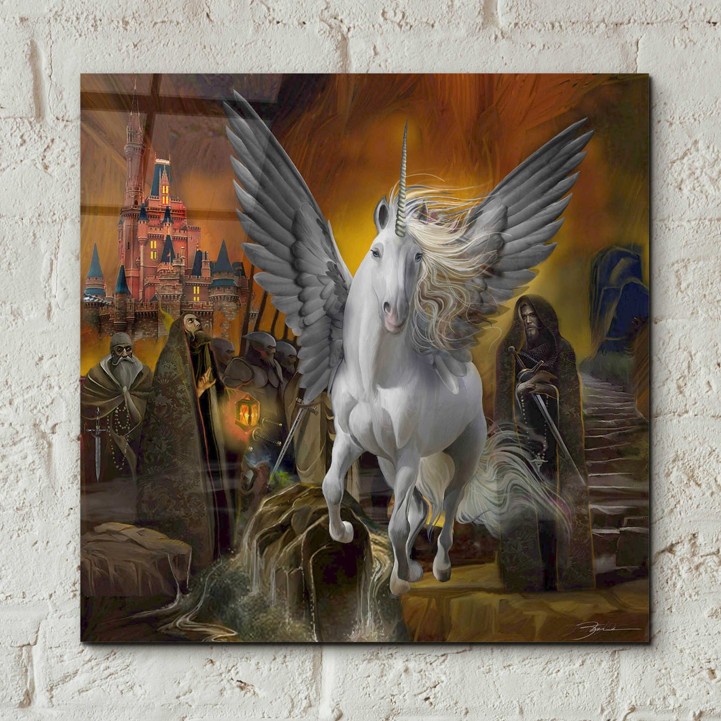 Epic Art 'Unicorn Fantasy World' by Enright, Acrylic Glass Wall Art,12x12