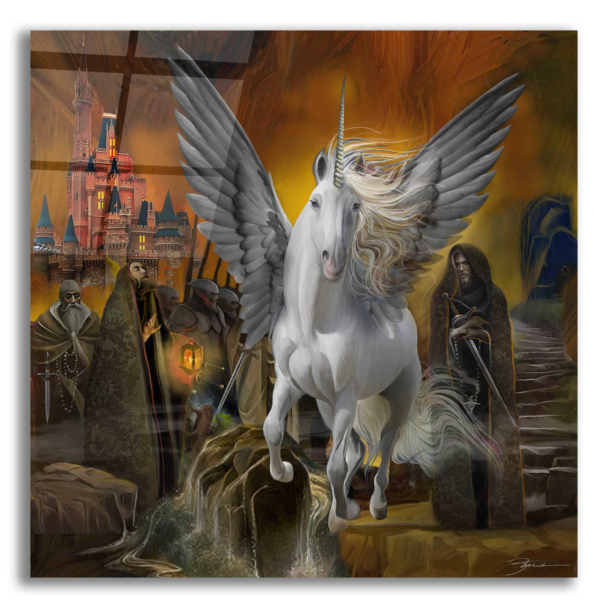 Epic Art 'Unicorn Fantasy World' by Enright, Acrylic Glass Wall Art,12x12