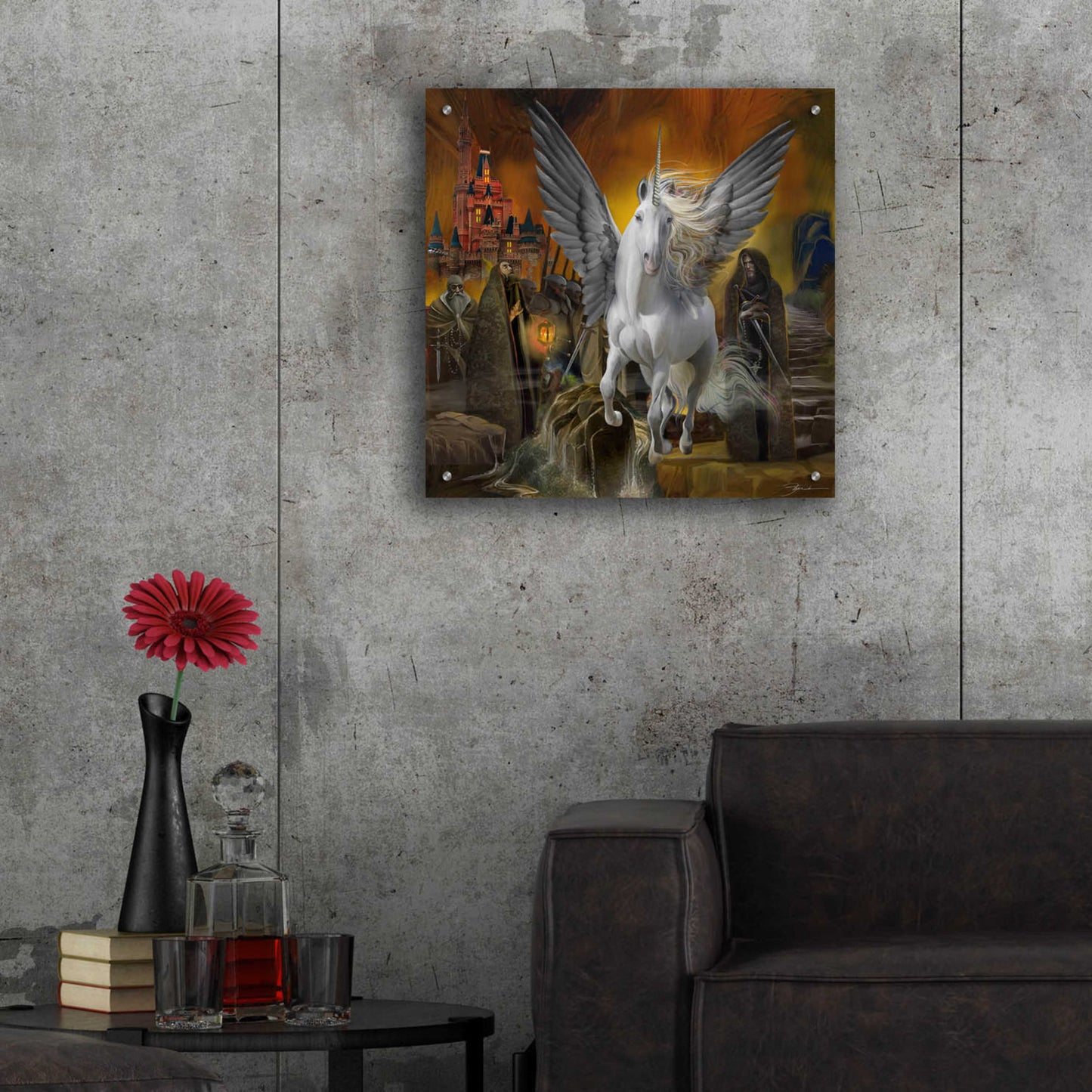 Epic Art 'Unicorn Fantasy World' by Enright, Acrylic Glass Wall Art,24x24