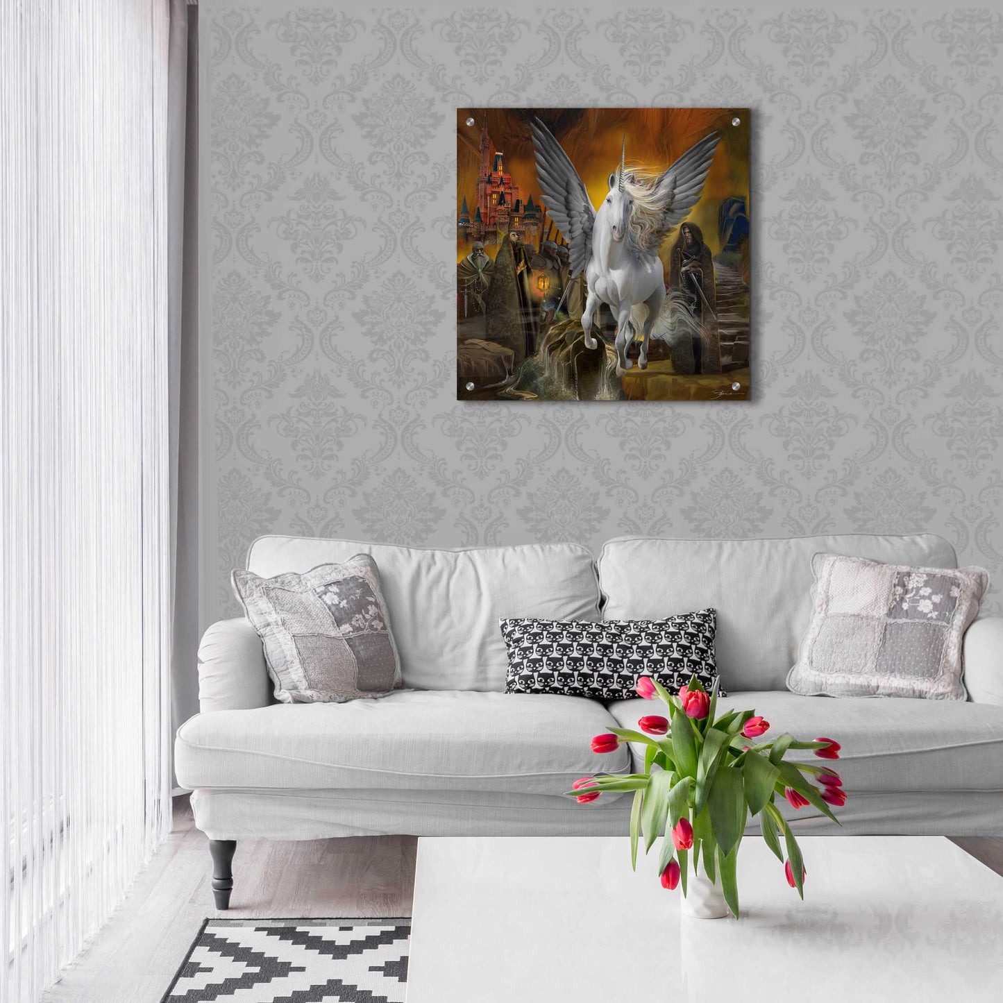 Epic Art 'Unicorn Fantasy World' by Enright, Acrylic Glass Wall Art,24x24