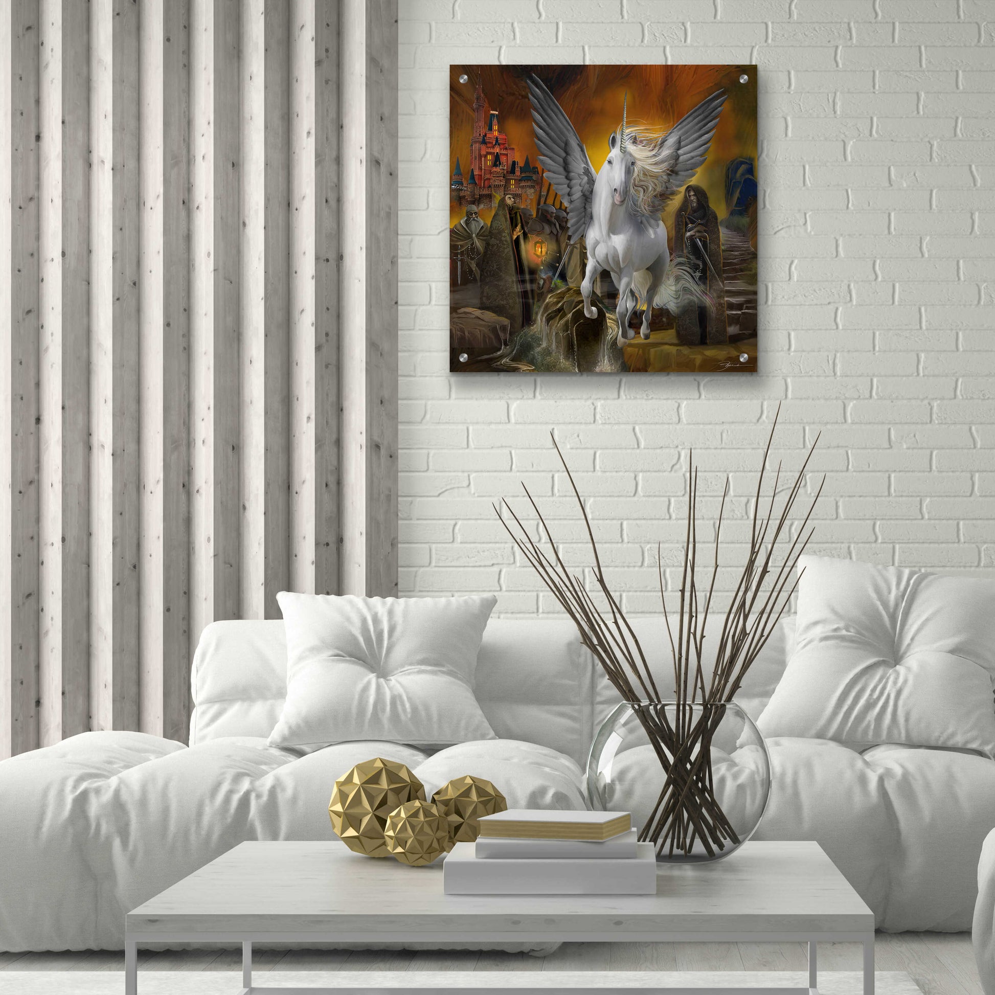 Epic Art 'Unicorn Fantasy World' by Enright, Acrylic Glass Wall Art,24x24