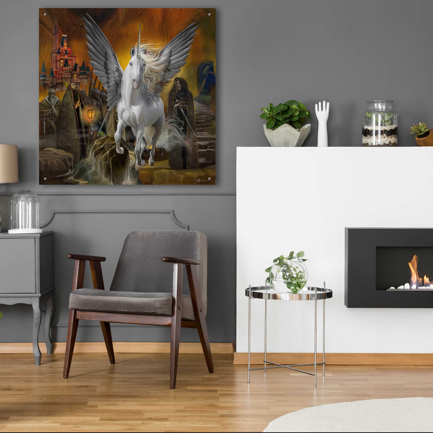 Epic Art 'Unicorn Fantasy World' by Enright, Acrylic Glass Wall Art,36x36