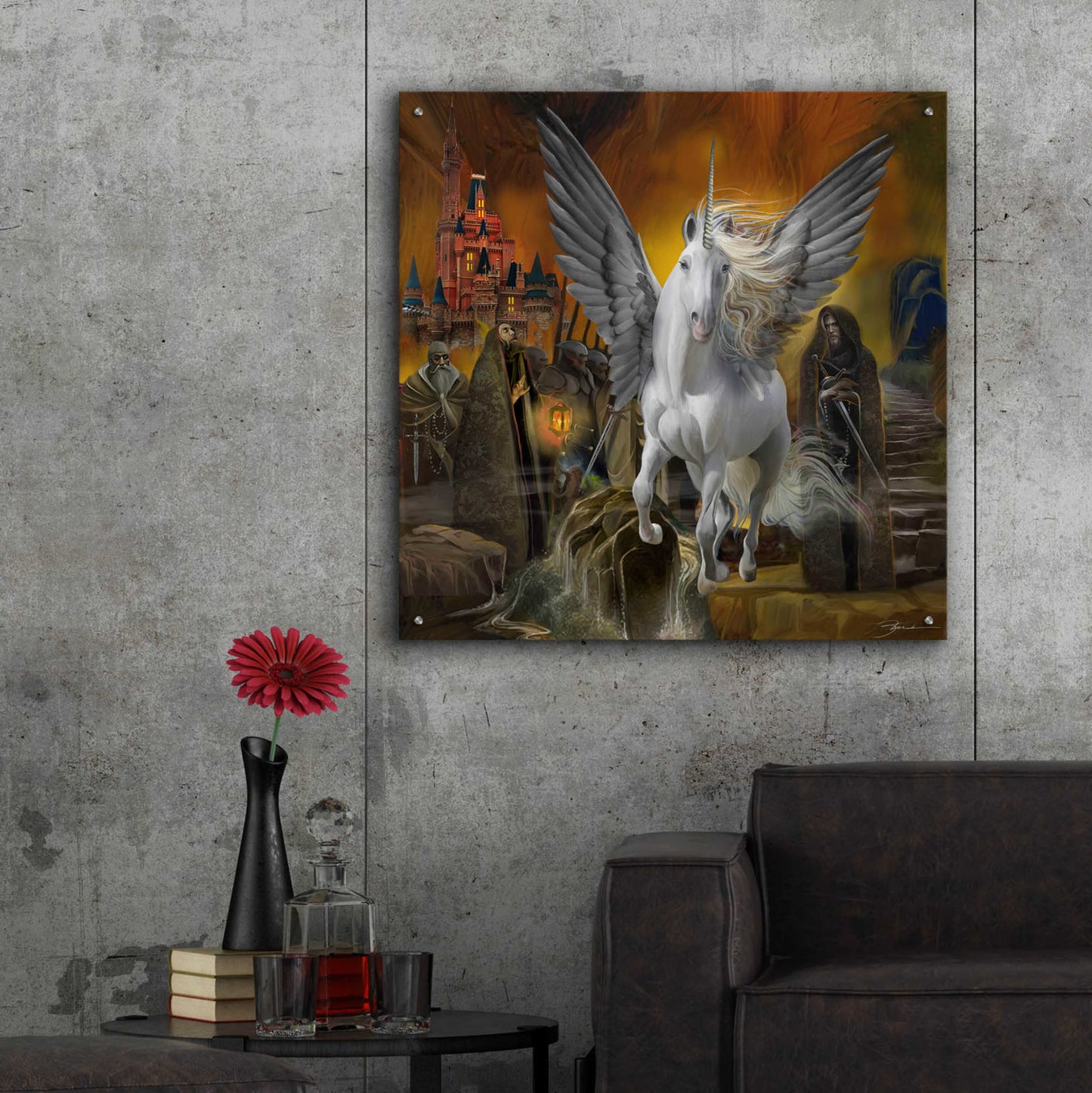 Epic Art 'Unicorn Fantasy World' by Enright, Acrylic Glass Wall Art,36x36