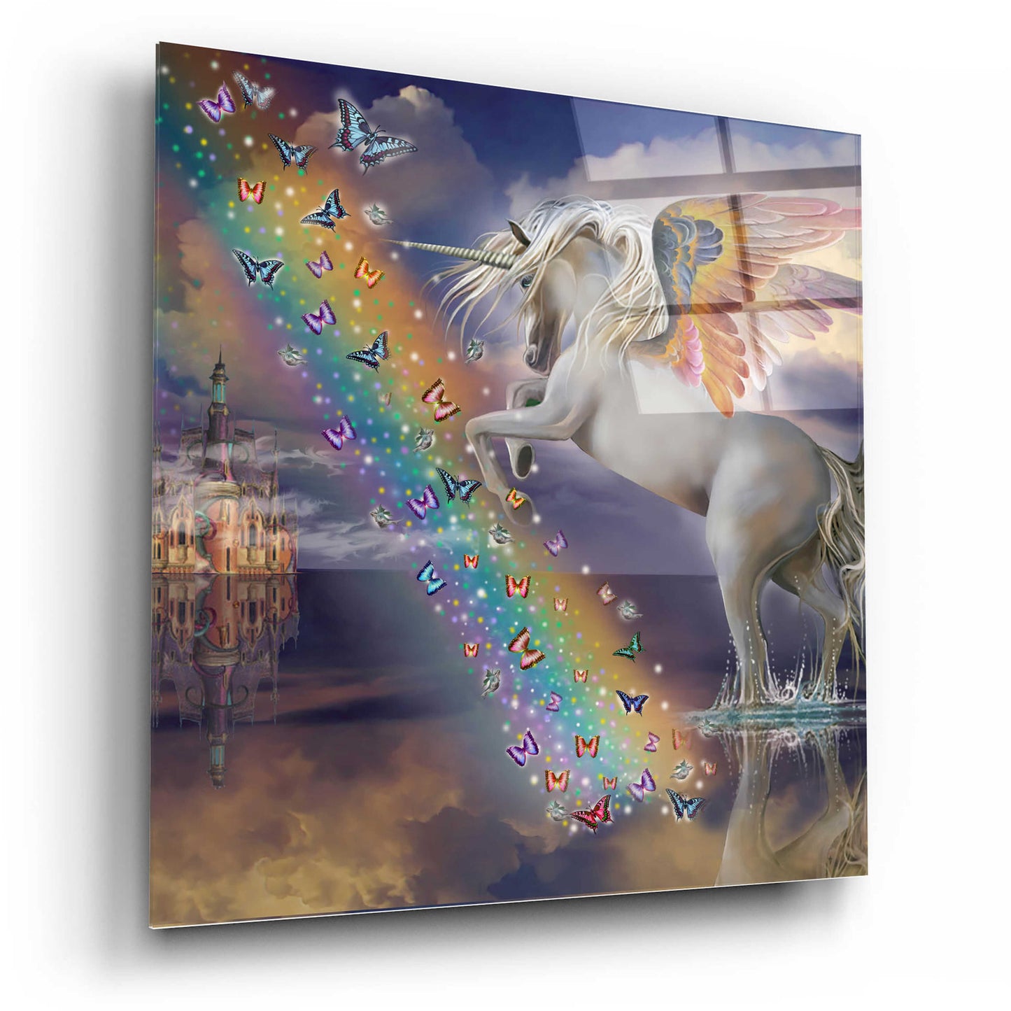 Epic Art 'Unicorn Pegasus Rainbow' by Enright, Acrylic Glass Wall Art,12x12