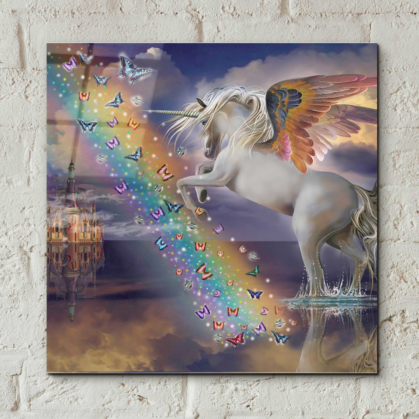 Epic Art 'Unicorn Pegasus Rainbow' by Enright, Acrylic Glass Wall Art,12x12