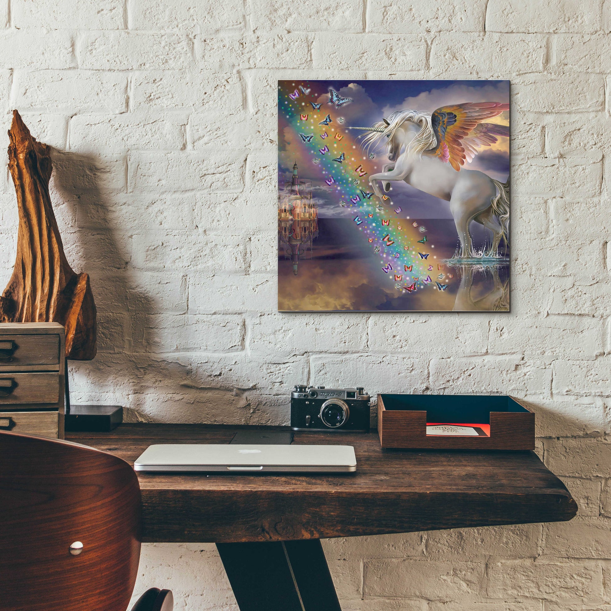 Epic Art 'Unicorn Pegasus Rainbow' by Enright, Acrylic Glass Wall Art,12x12