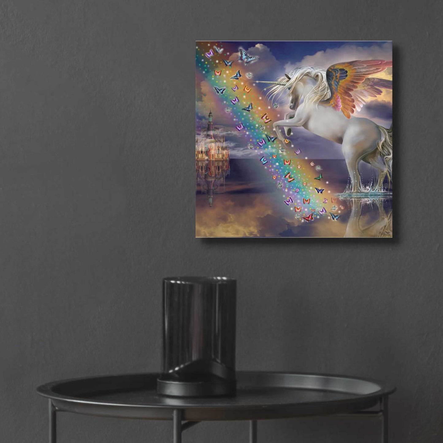 Epic Art 'Unicorn Pegasus Rainbow' by Enright, Acrylic Glass Wall Art,12x12