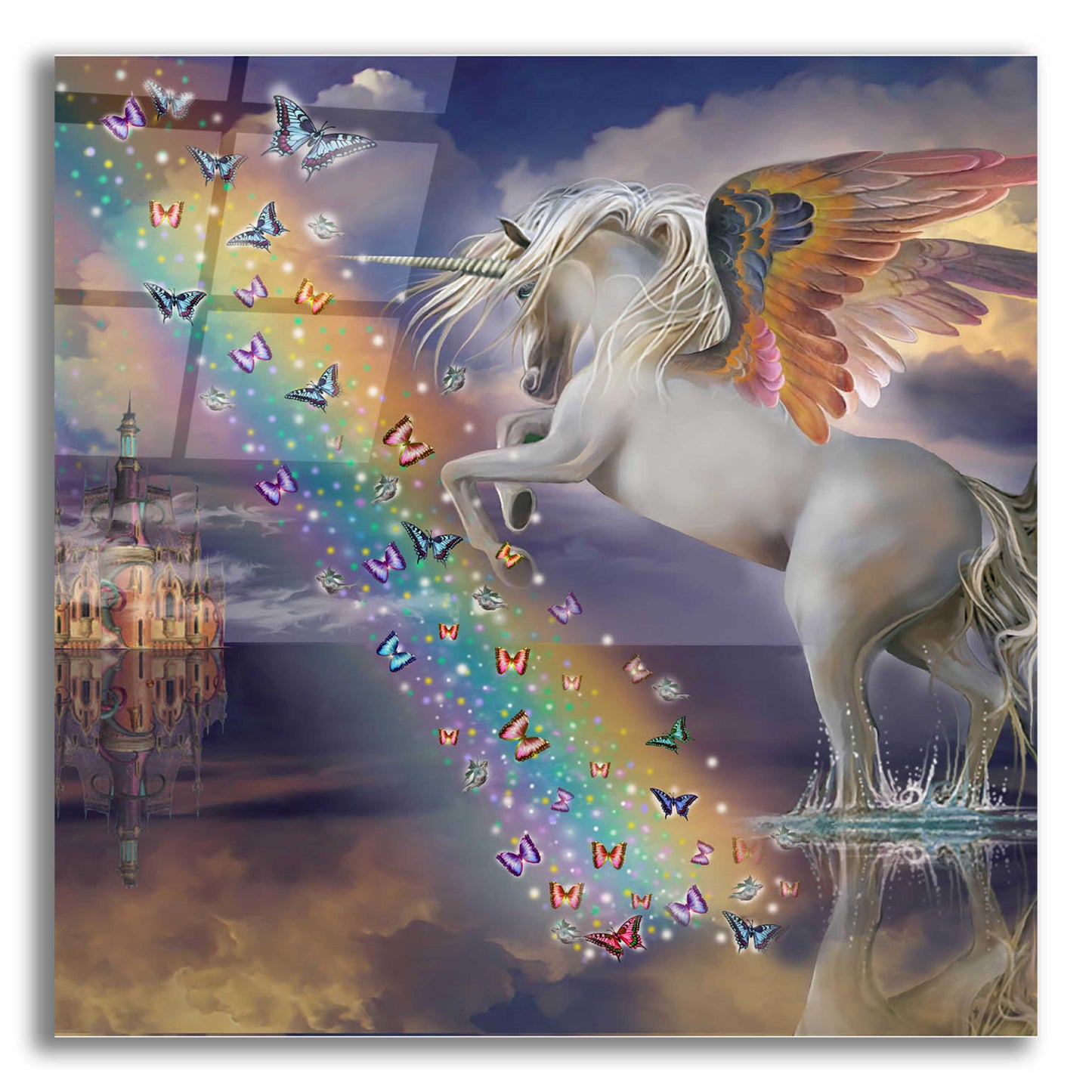 Epic Art 'Unicorn Pegasus Rainbow' by Enright, Acrylic Glass Wall Art,12x12