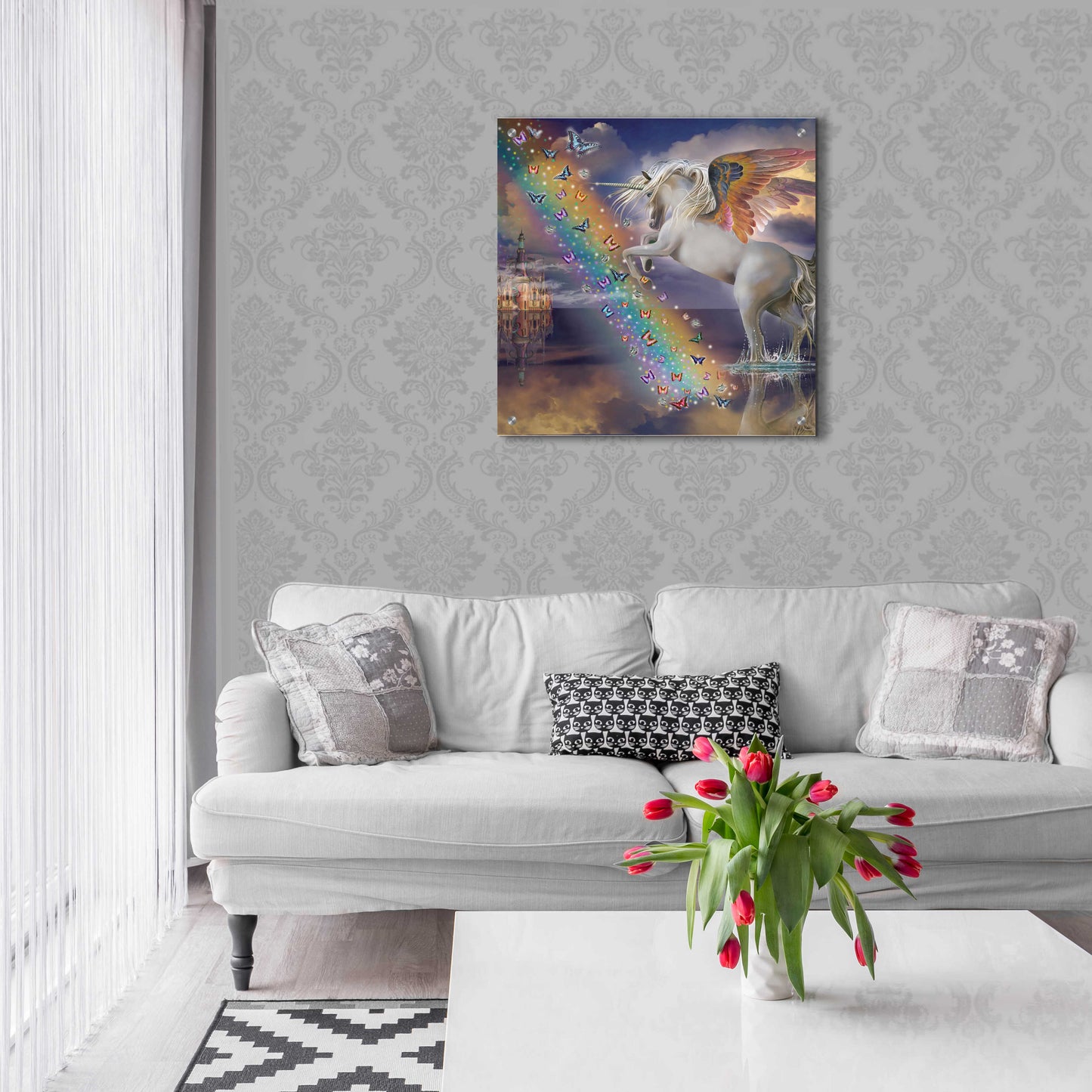 Epic Art 'Unicorn Pegasus Rainbow' by Enright, Acrylic Glass Wall Art,24x24