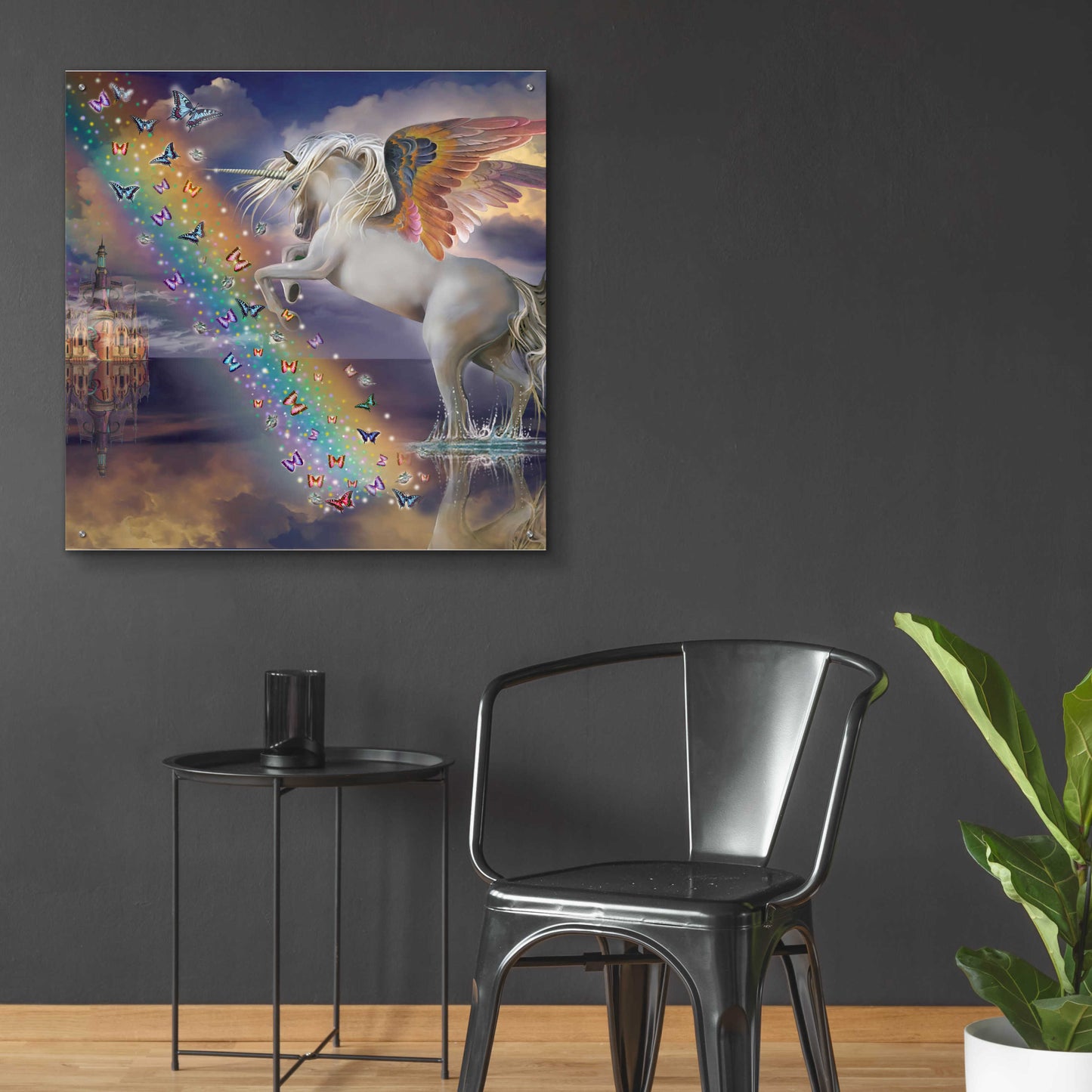 Epic Art 'Unicorn Pegasus Rainbow' by Enright, Acrylic Glass Wall Art,36x36