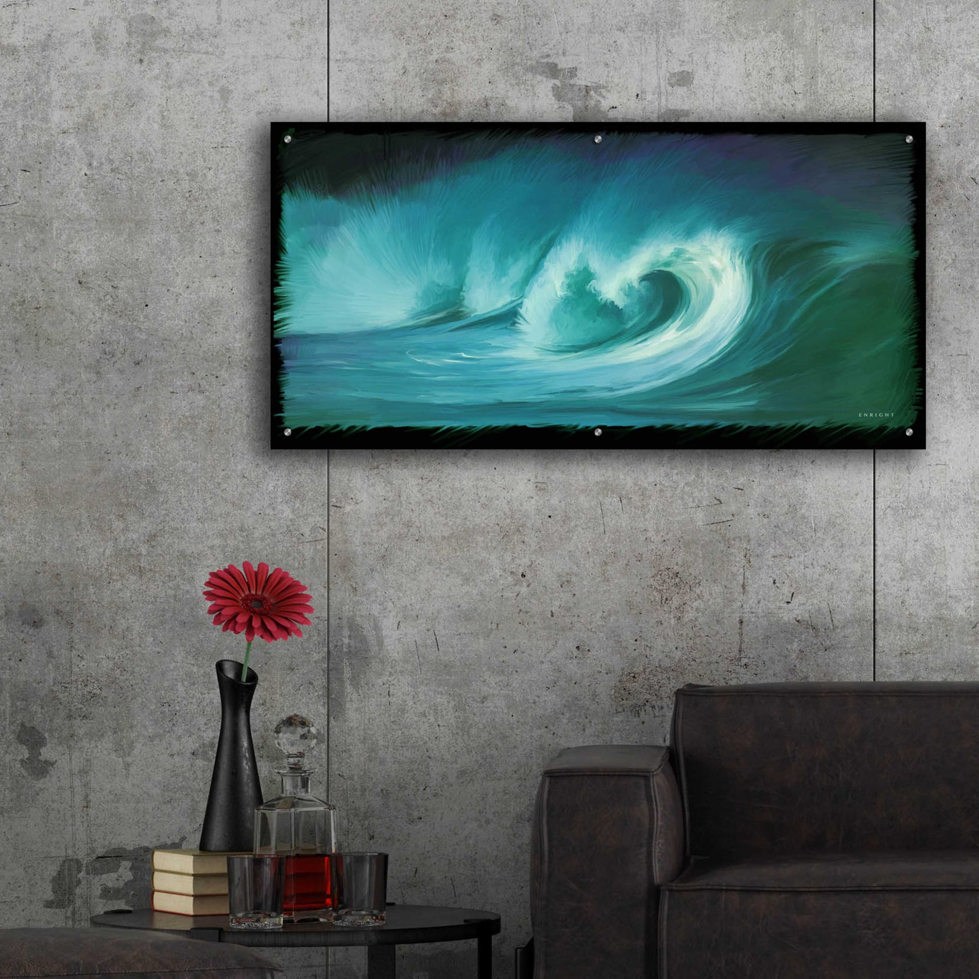 Epic Art 'Thunder Reef Surf' by Enright, Acrylic Glass Wall Art,48x24