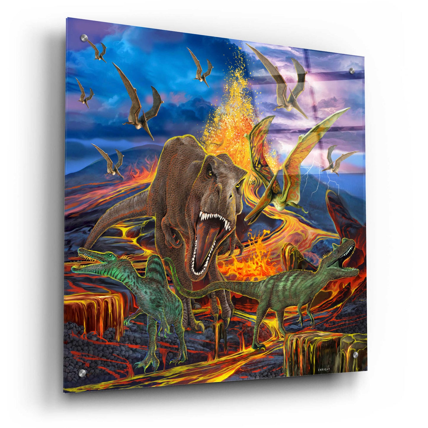 Epic Art 'Kingdom Of The Dinosaurs' by Enright, Acrylic Glass Wall Art,24x24