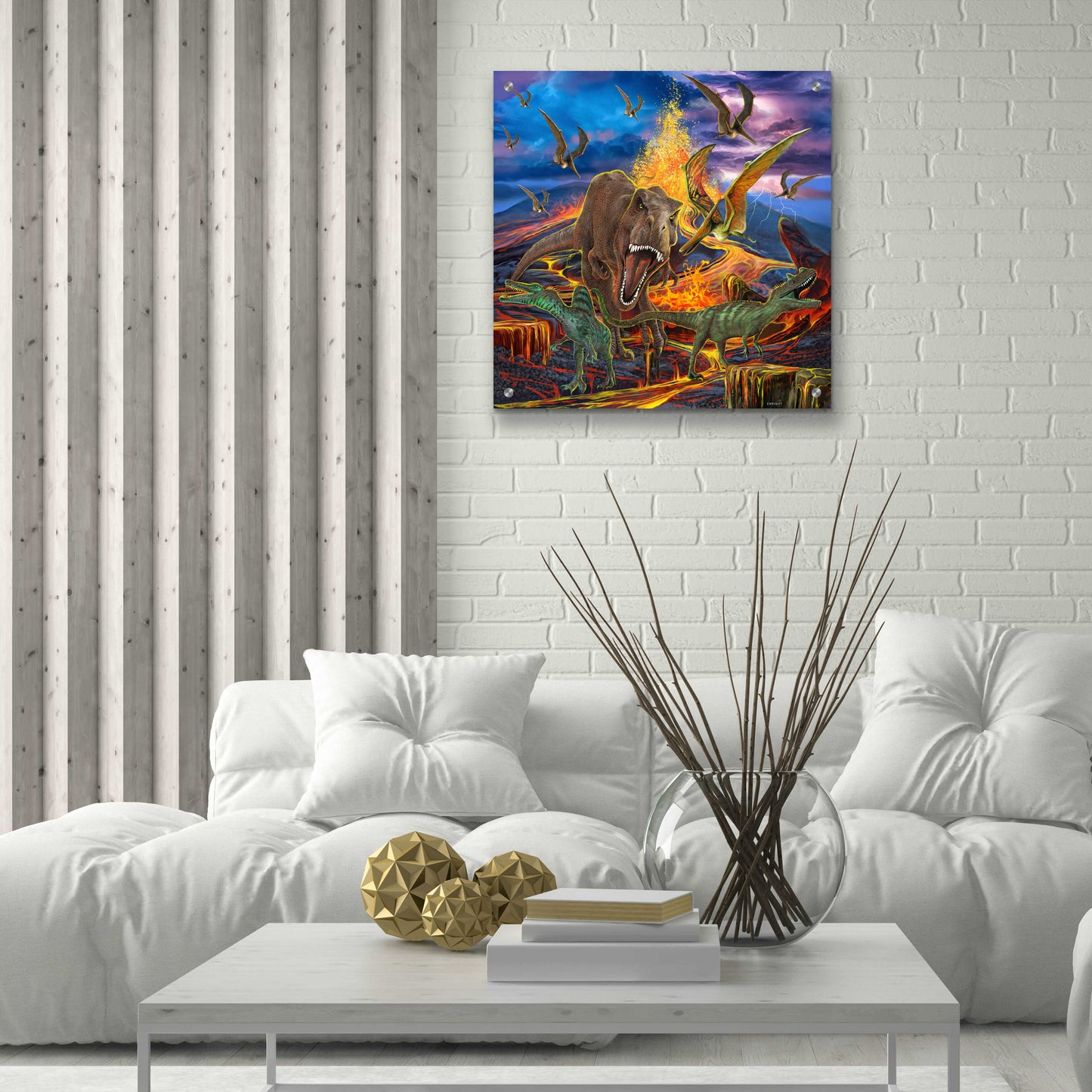 Epic Art 'Kingdom Of The Dinosaurs' by Enright, Acrylic Glass Wall Art,24x24